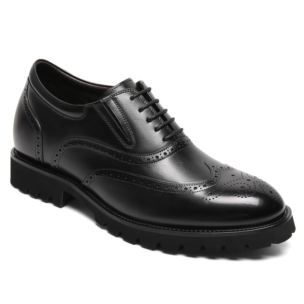 8 CM /3.15 Inches CMR CHAMARIPA Men's Brown Leather Elevator Brogue Oxford Shoes
