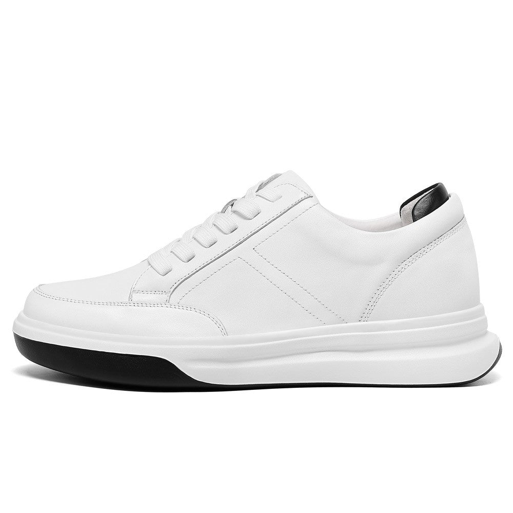 7CM/2.76 Inches CMR CHAMARIPA Men's White Leather Elevator Sneakers