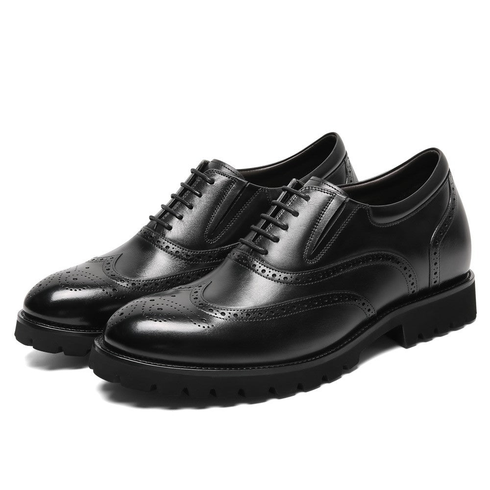 8 CM /3.15 Inches CMR CHAMARIPA Men's Brown Leather Elevator Brogue Oxford Shoes