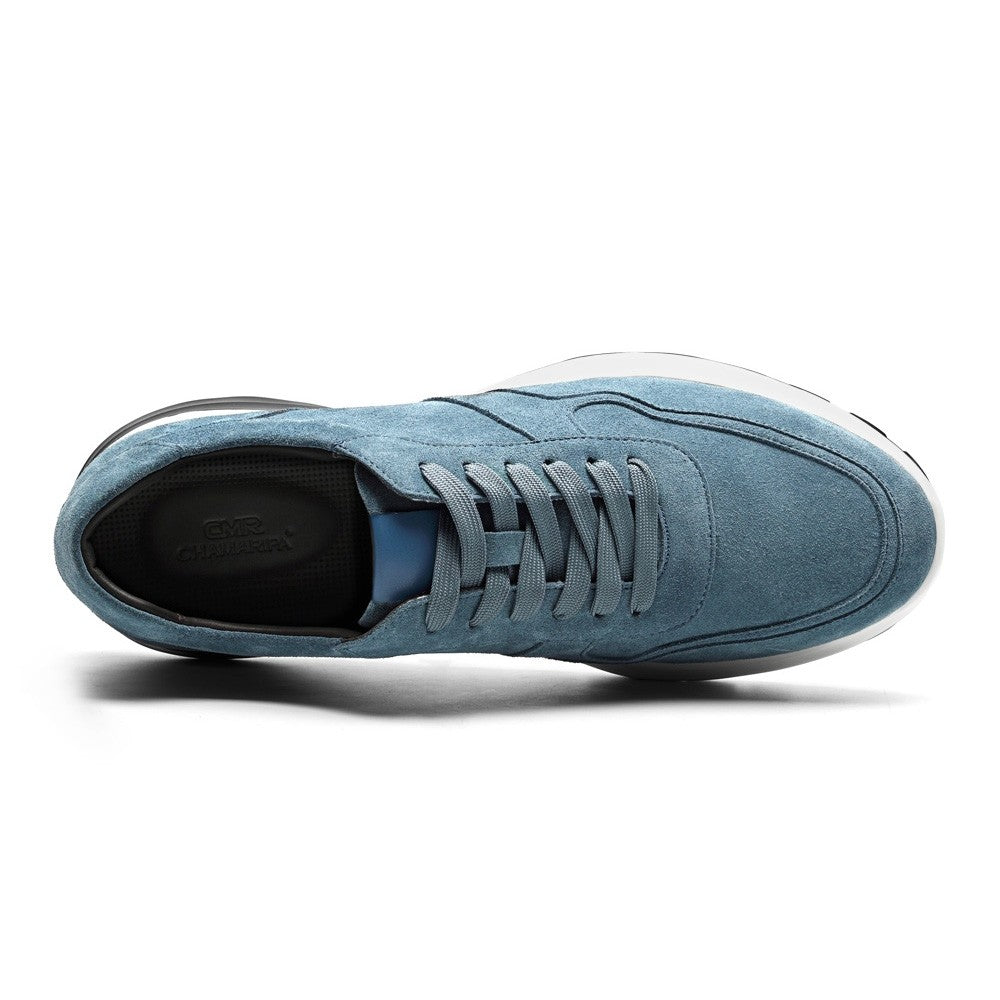 7CM/2.76 Inches CMR CHAMARIPA Custom-Made Navy Suede Elevator Sneakers for Men