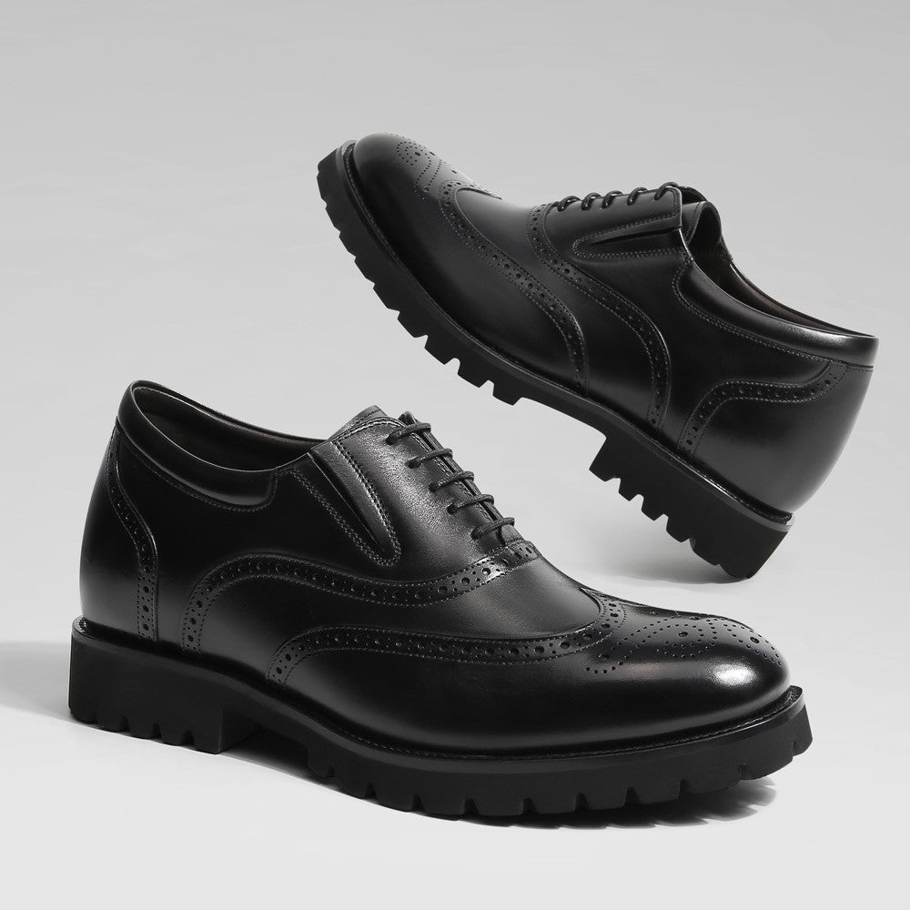 8 CM /3.15 Inches CMR CHAMARIPA Men's Brown Leather Elevator Brogue Oxford Shoes