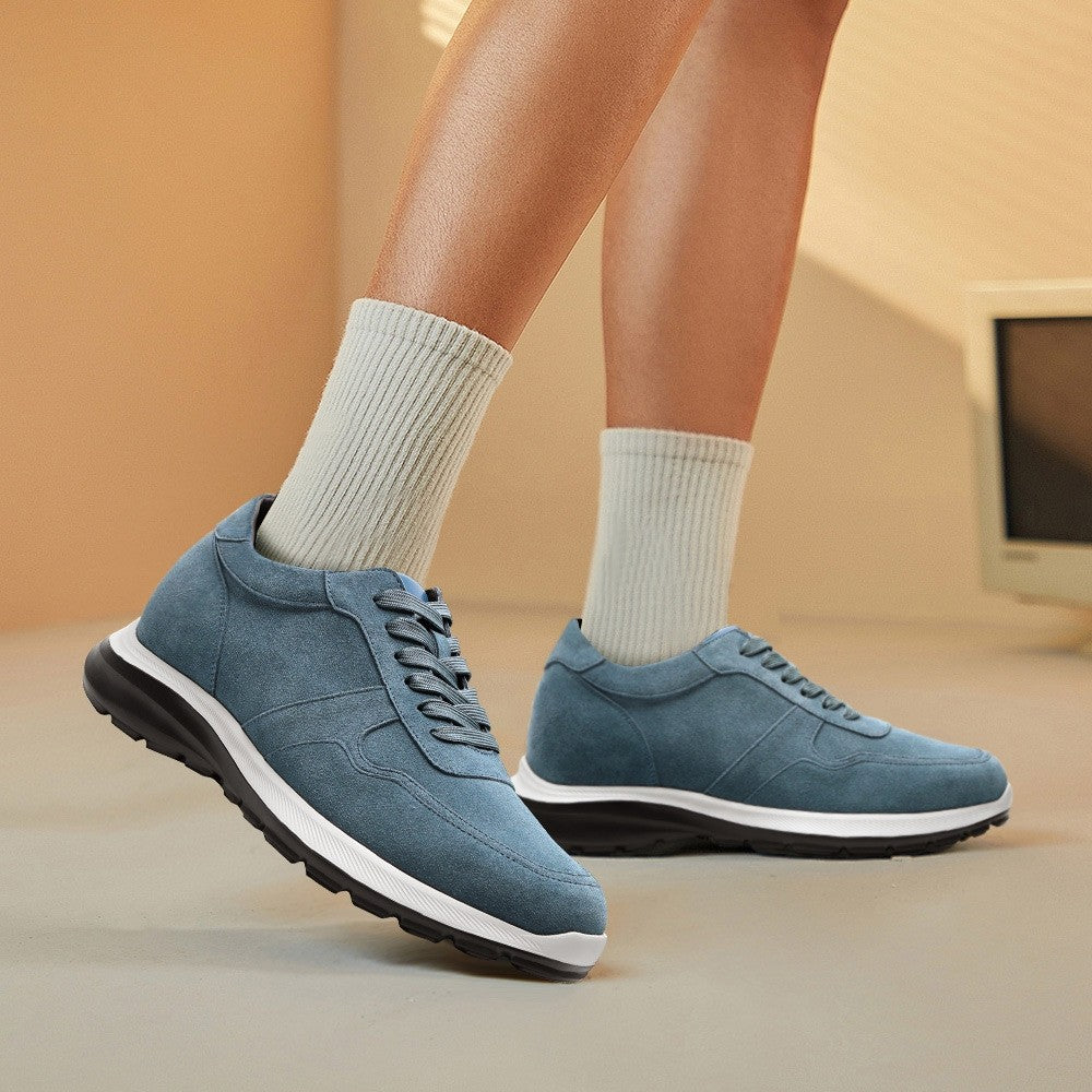 7CM/2.76 Inches CMR CHAMARIPA Custom-Made Navy Suede Elevator Sneakers for Men