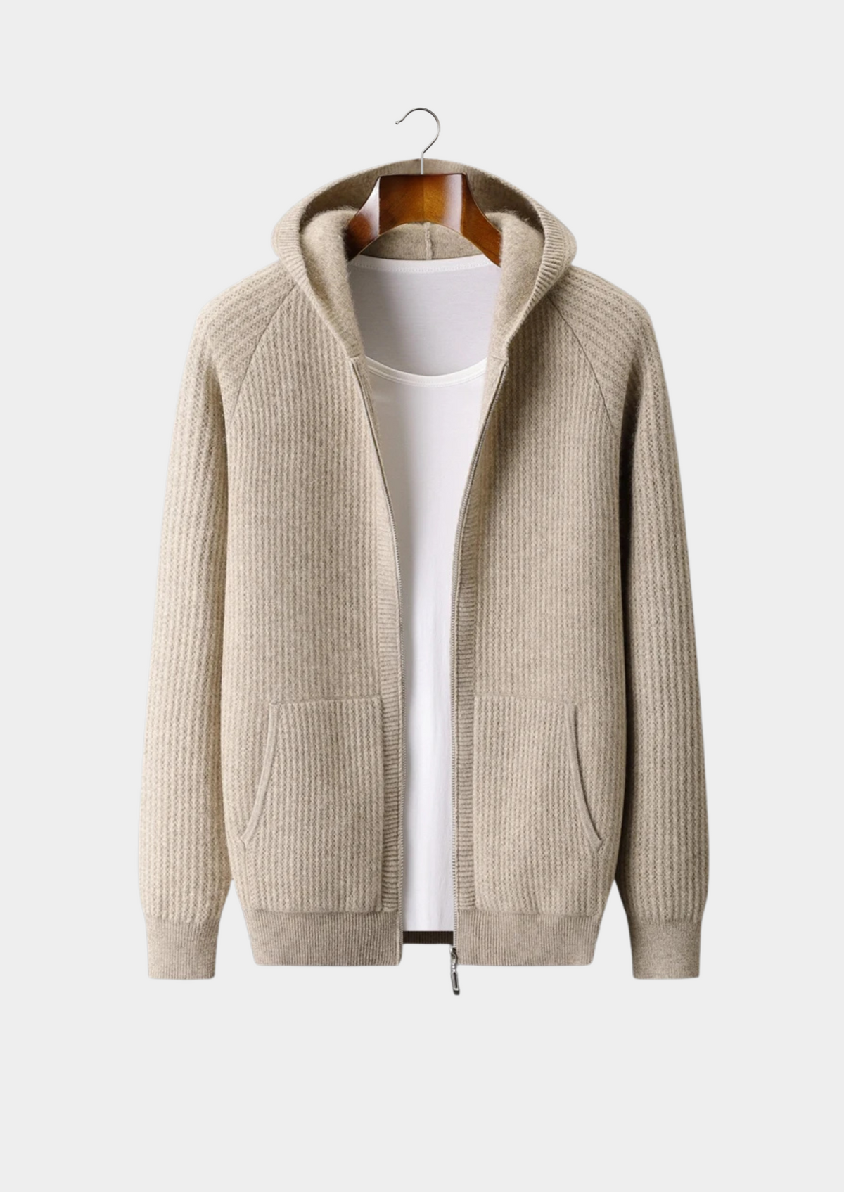 CAVALLO WOOL RIBBED ZIPPER HOODIE