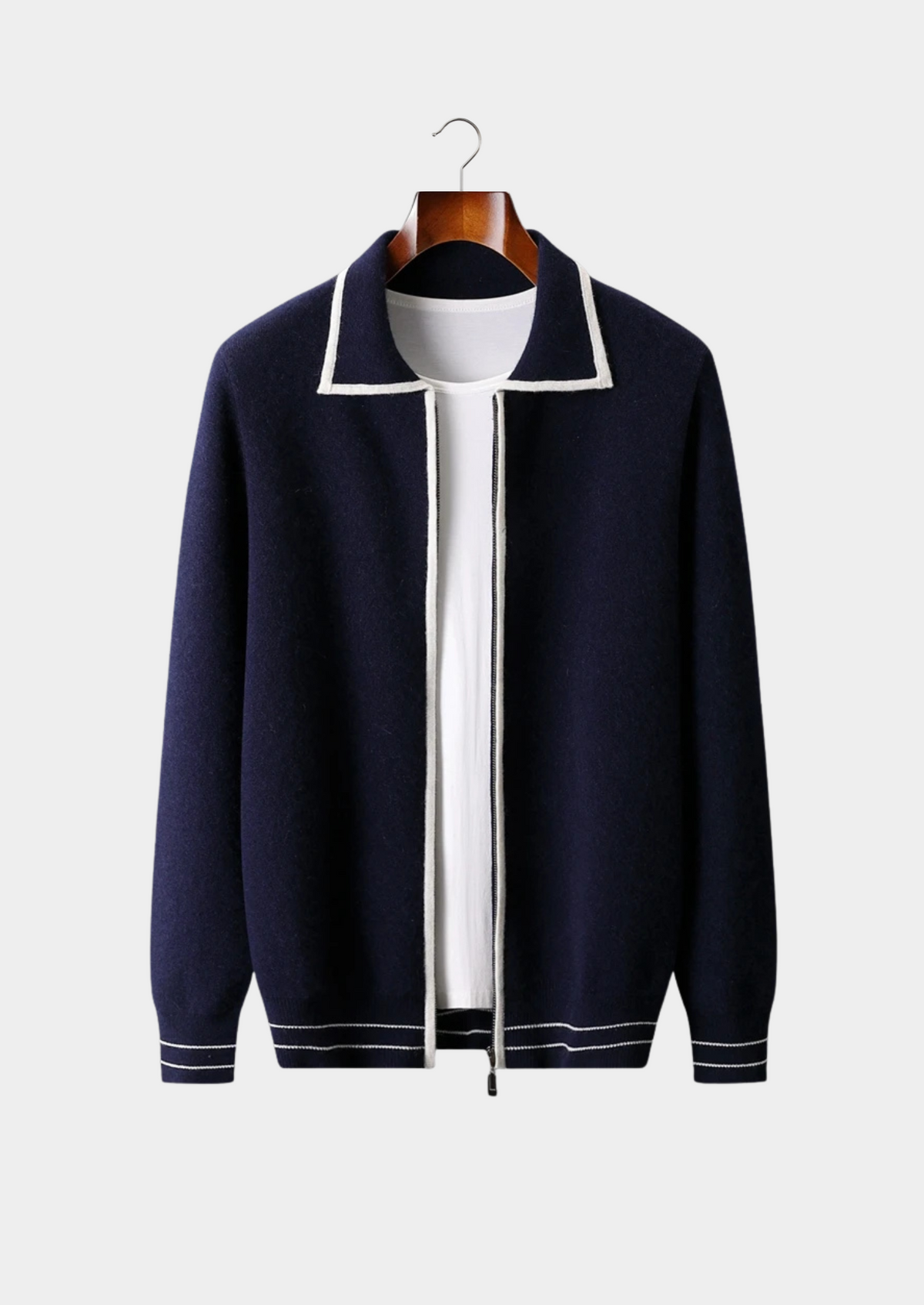 CAVALLO WOOL TWO-TONE POLO CARDIGAN