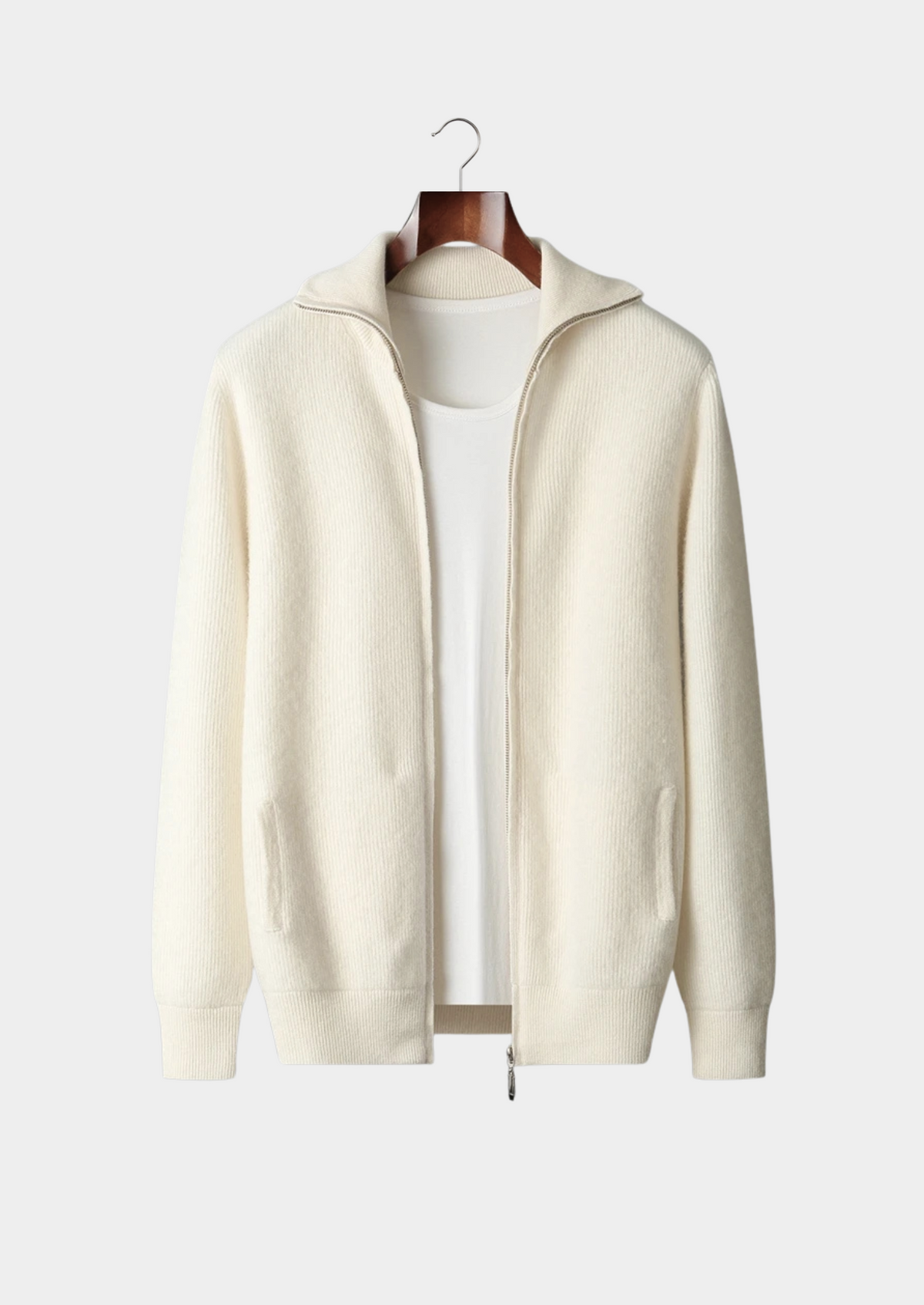 Cavallo Wool Ribbed Zipper Cardigan