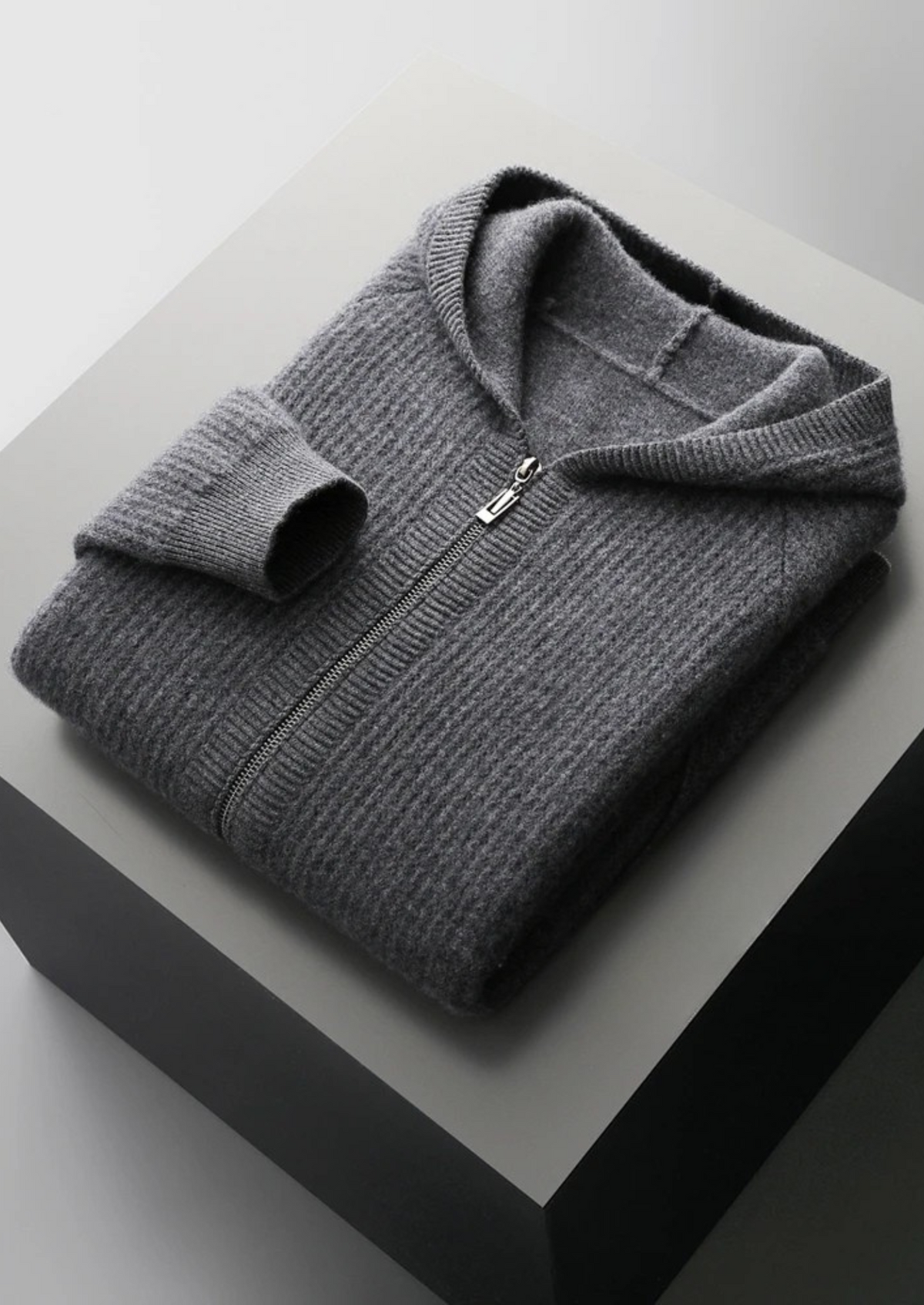 Cavallo Wool Ribbed Zipper Hoodie