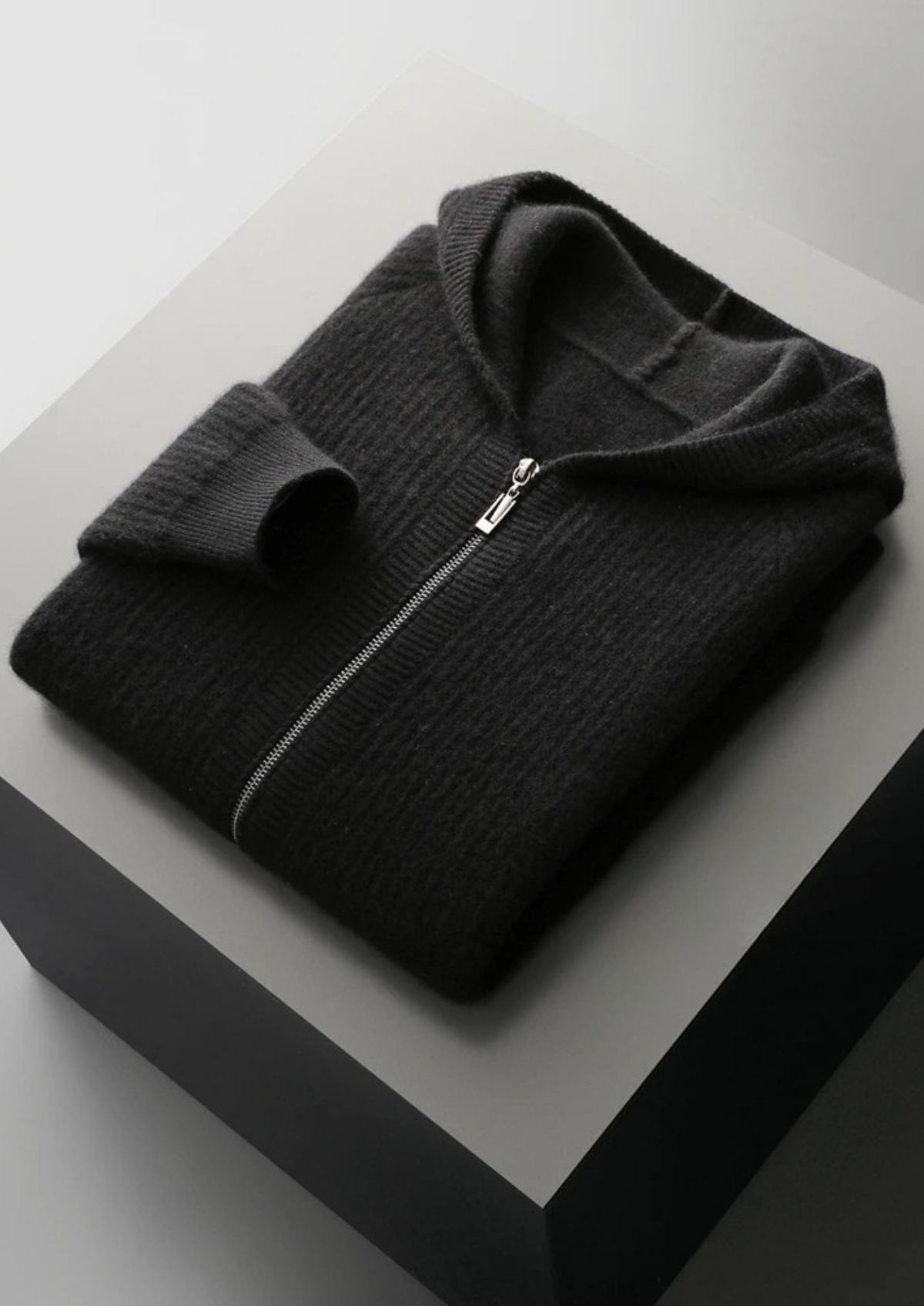 Cavallo Wool Ribbed Zipper Hoodie