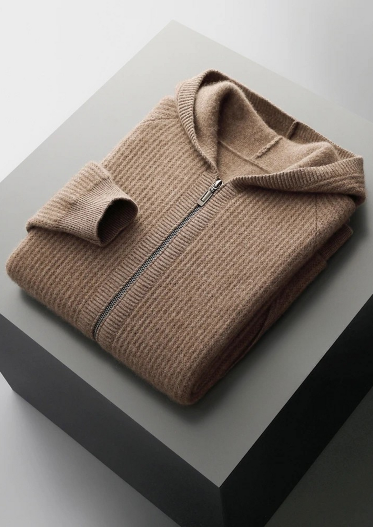 CAVALLO WOOL RIBBED ZIPPER HOODIE