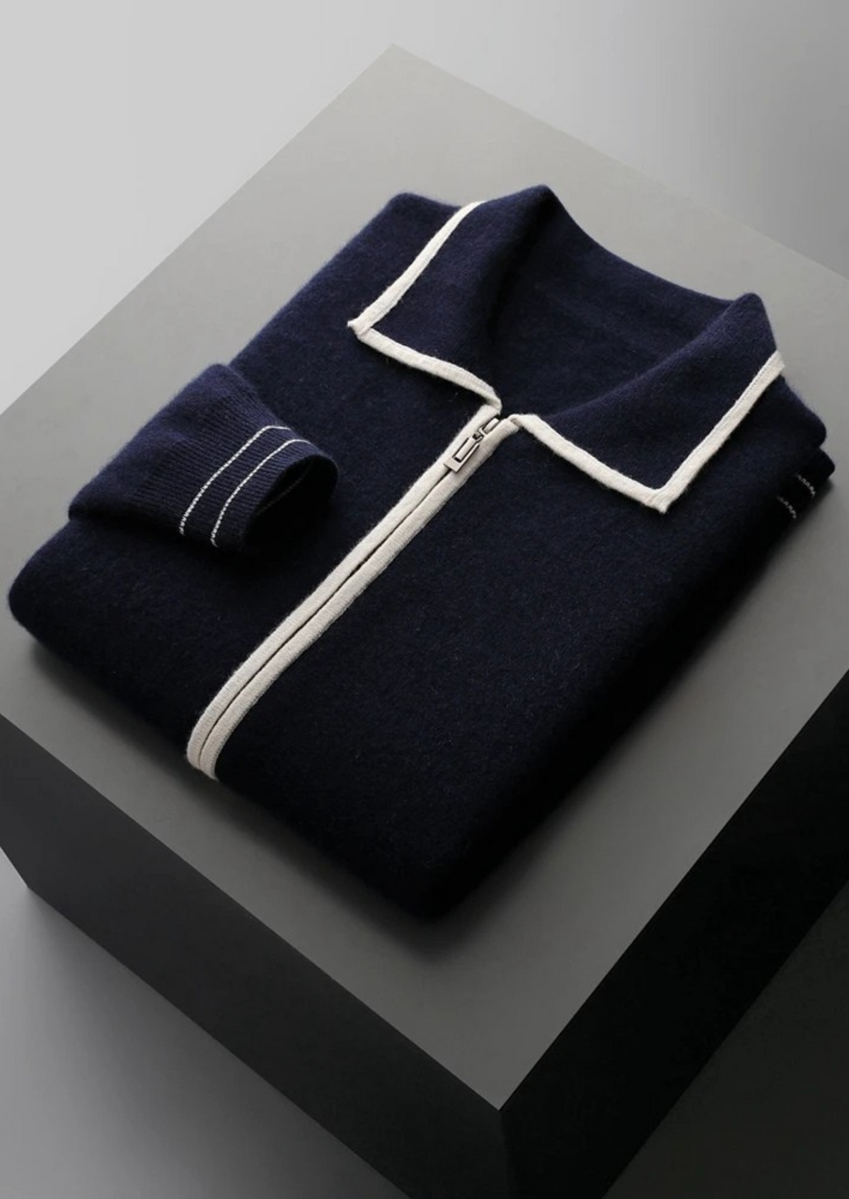 CAVALLO WOOL TWO-TONE POLO CARDIGAN