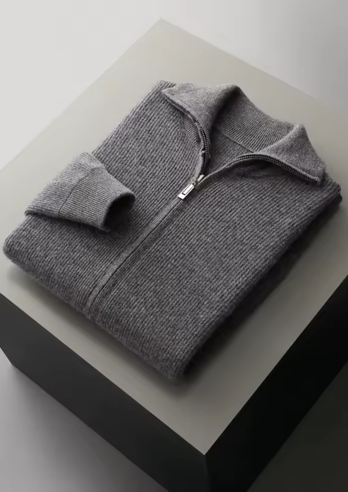 Cavallo Wool Ribbed Zipper Cardigan