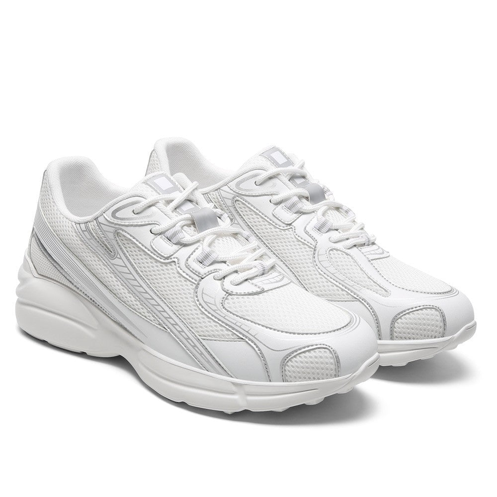 7 CM/2.76 Inches CMR CHAMARIPA Men's Height Increasing Sneakers - White Mesh Athletic Trainers