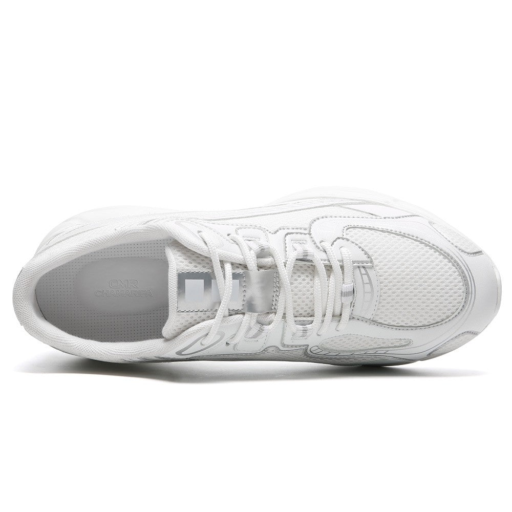 7 CM/2.76 Inches CMR CHAMARIPA Men's Height Increasing Sneakers - White Mesh Athletic Trainers