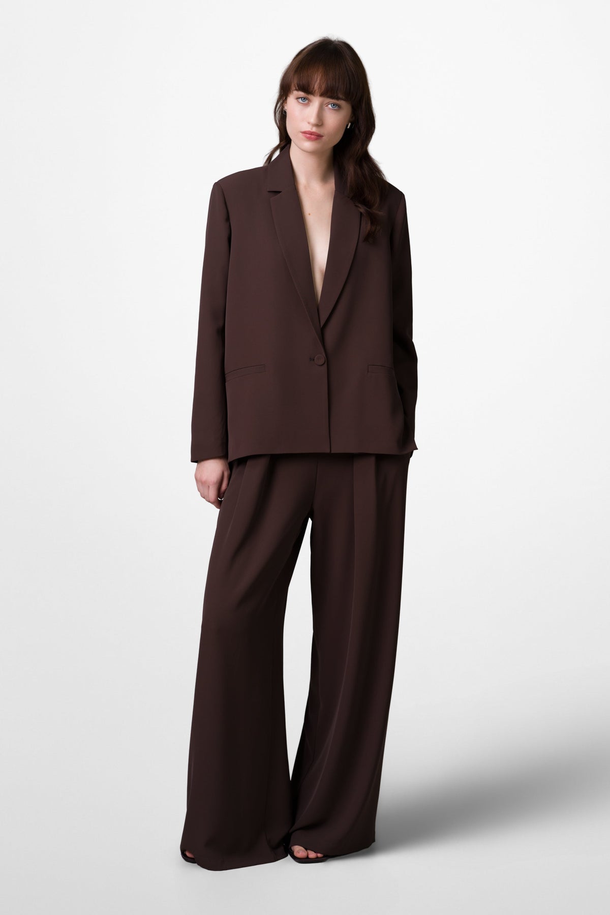 Lana Pleated Elastic Waist Trousers | Espresso Brown