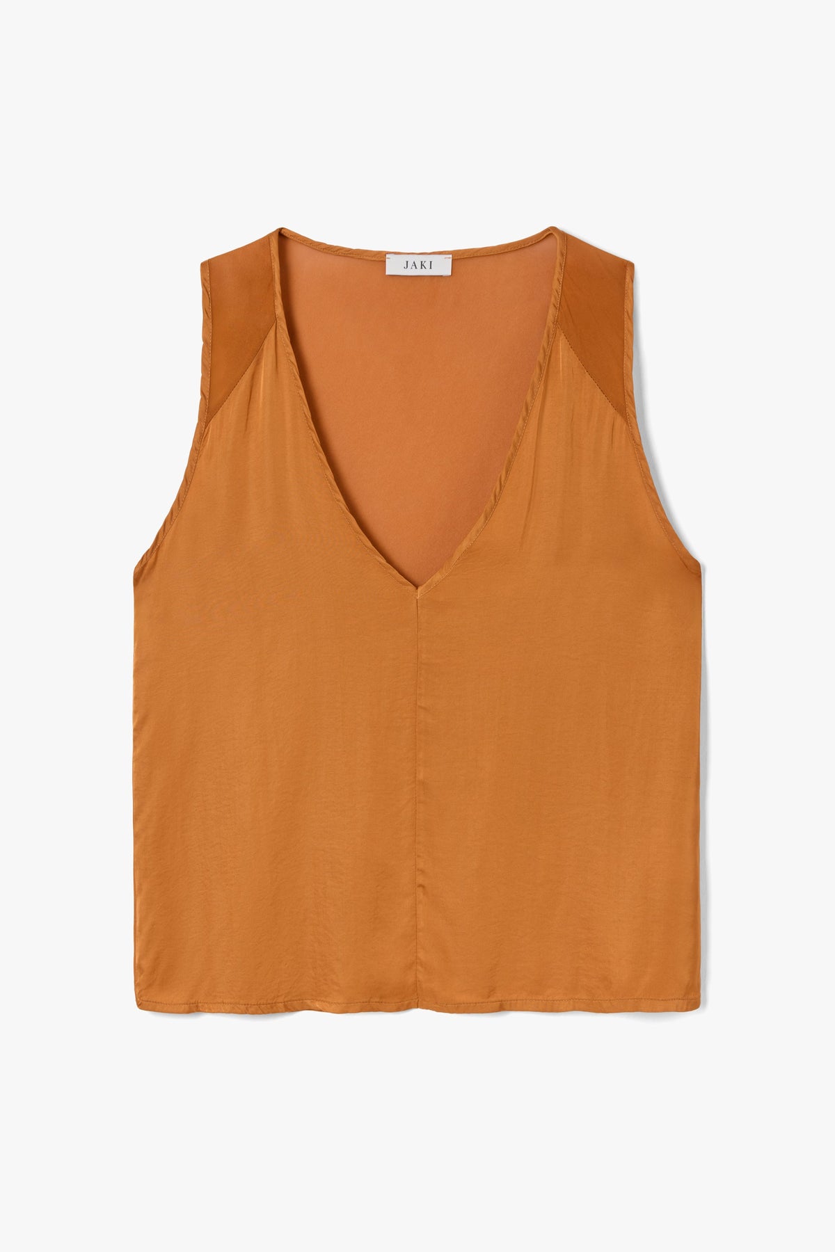 Gigi V Neck Sheer Back Satin Top | Sunset Orange