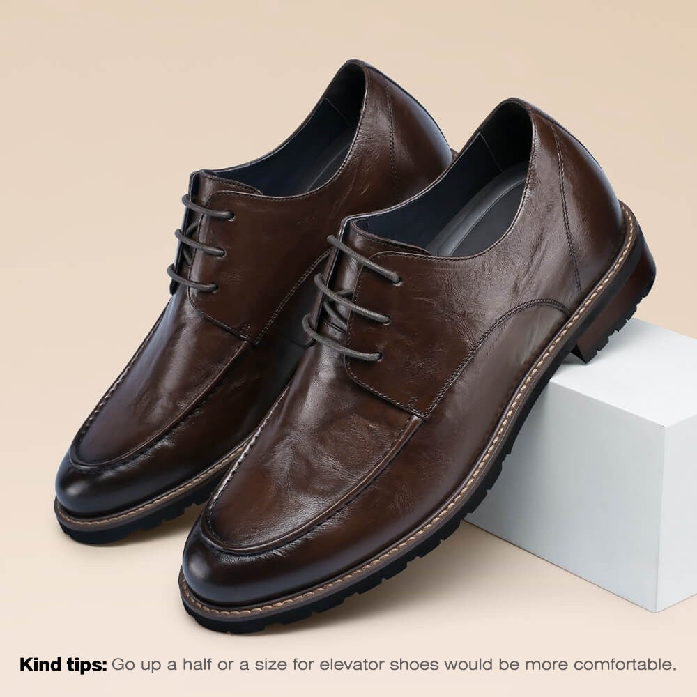 7 CM / 2.76 Inches CMR CHAMARIPA Height Increasing Shoes - Coffee Derby Dress Shoes