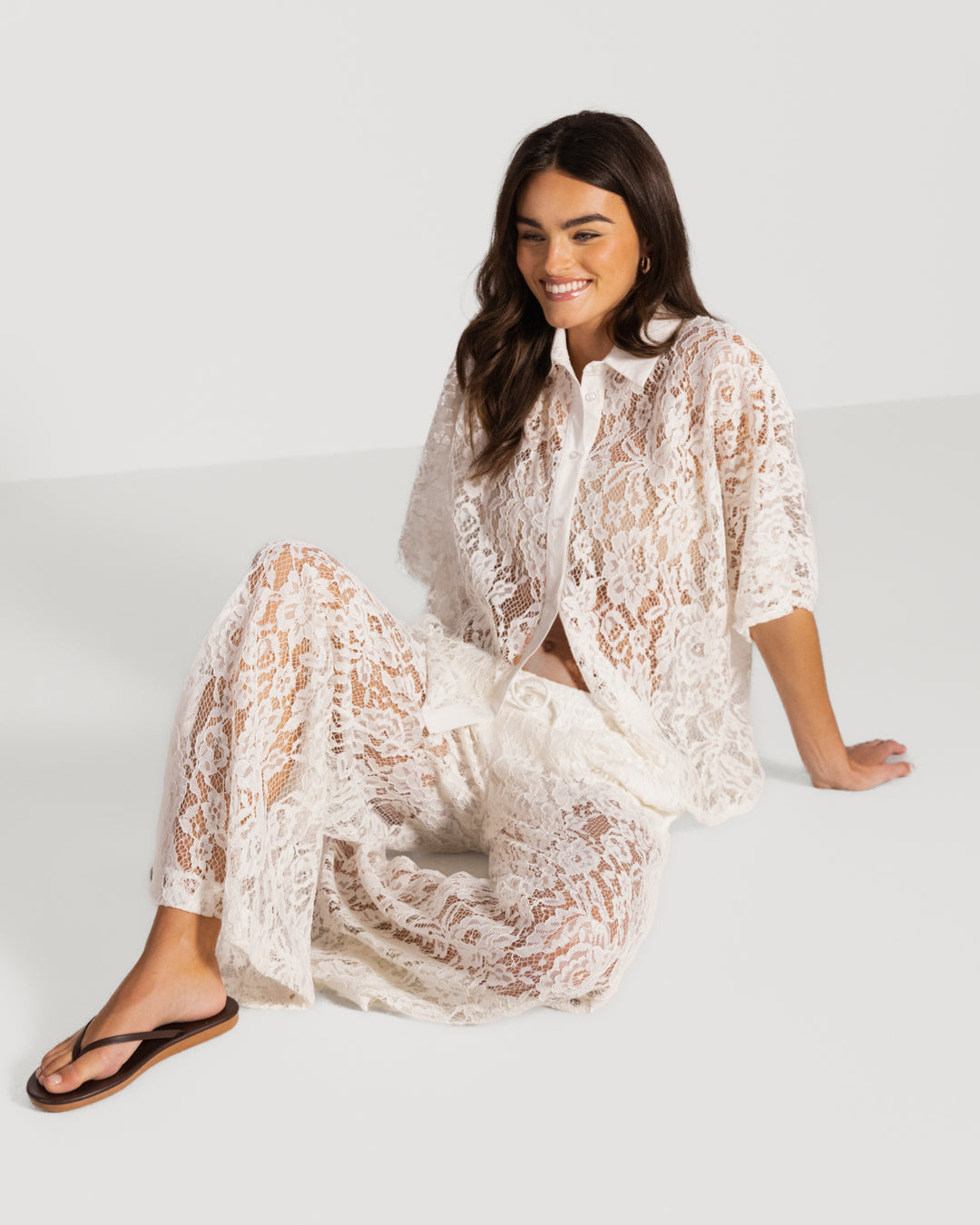 Roxie Lace Shirt | White