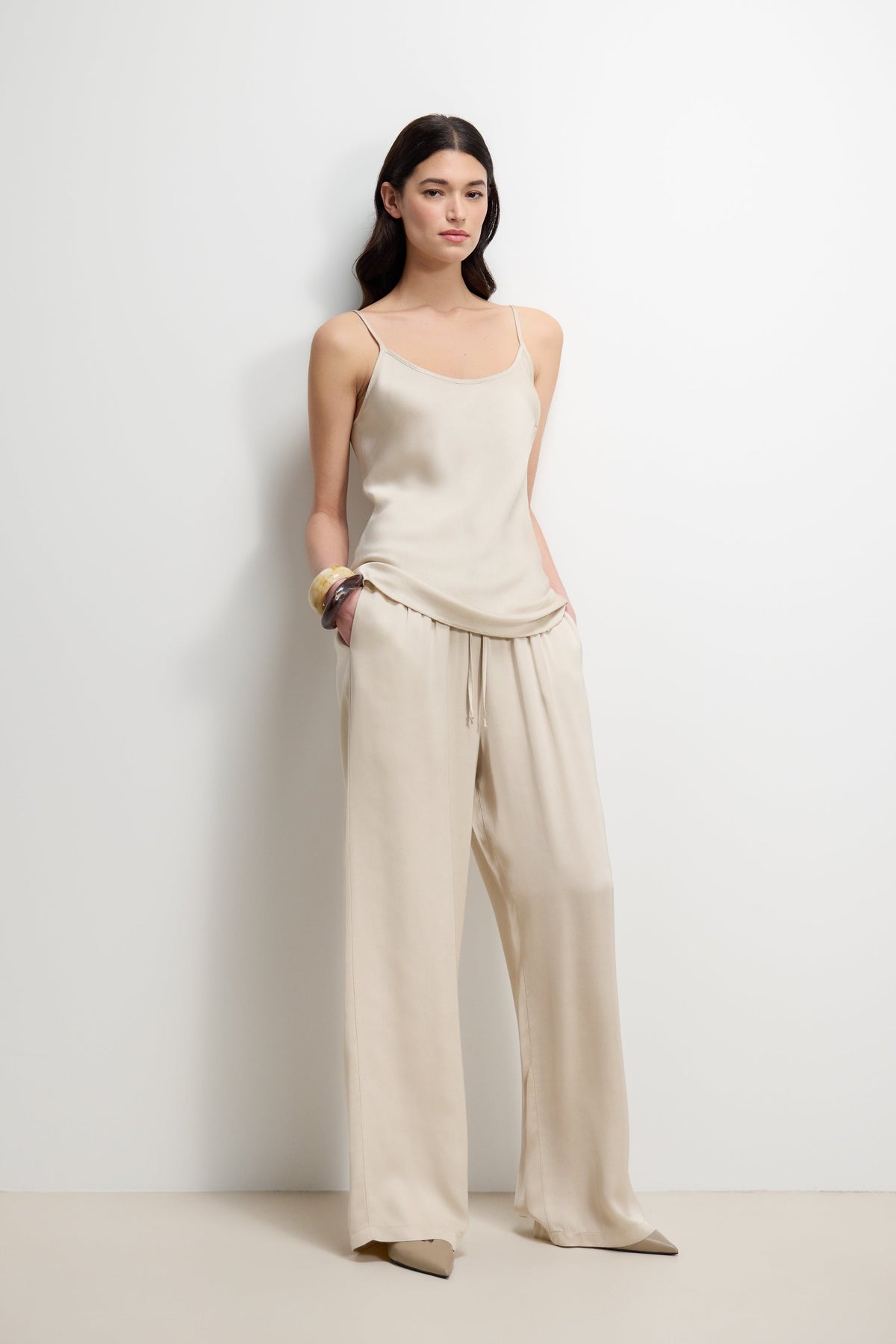 Cordelia Satin Vest | Light Beige