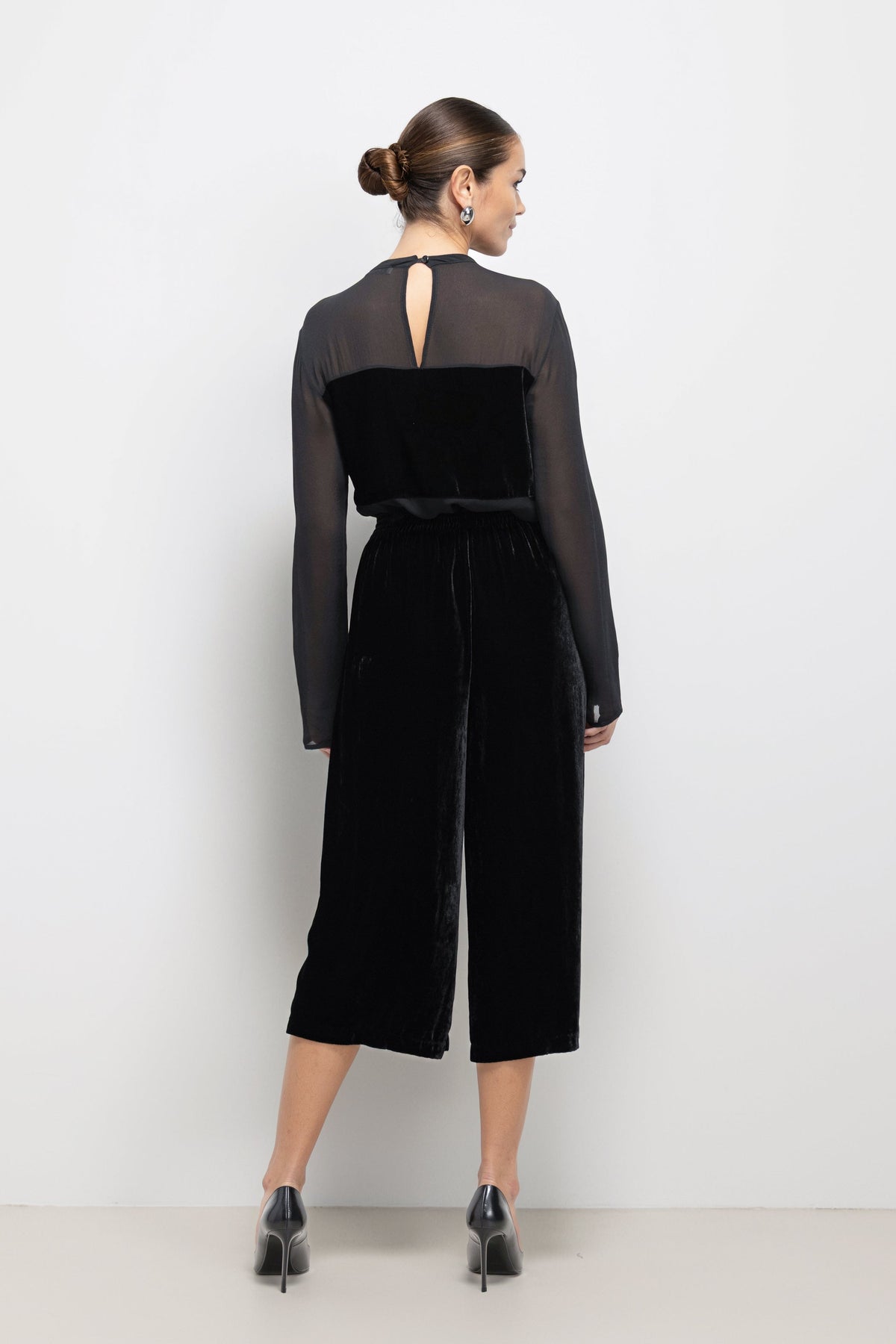 Dolores Sheer Velvet Top | Black