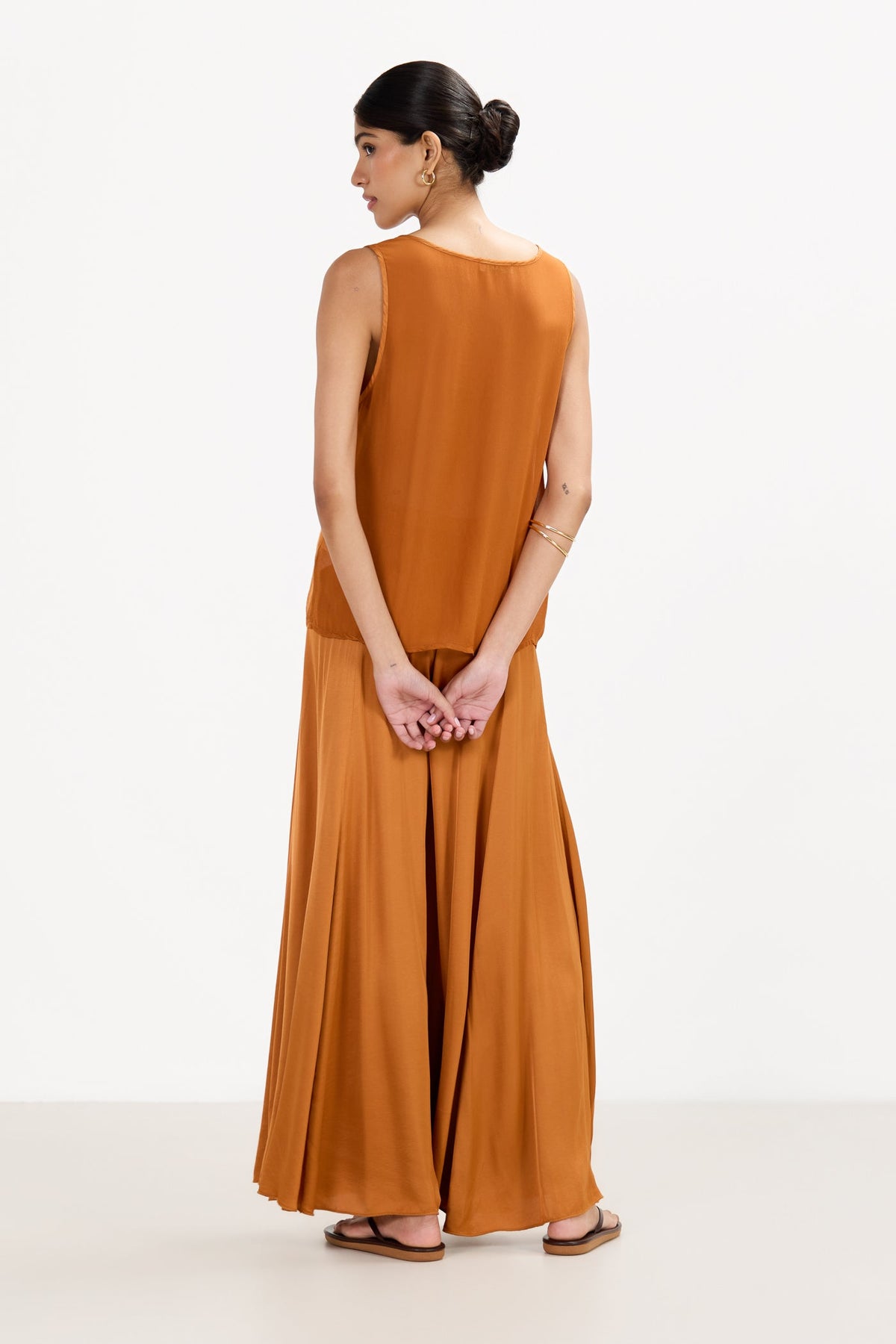 Gigi Satin Trousers | Sunset Orange