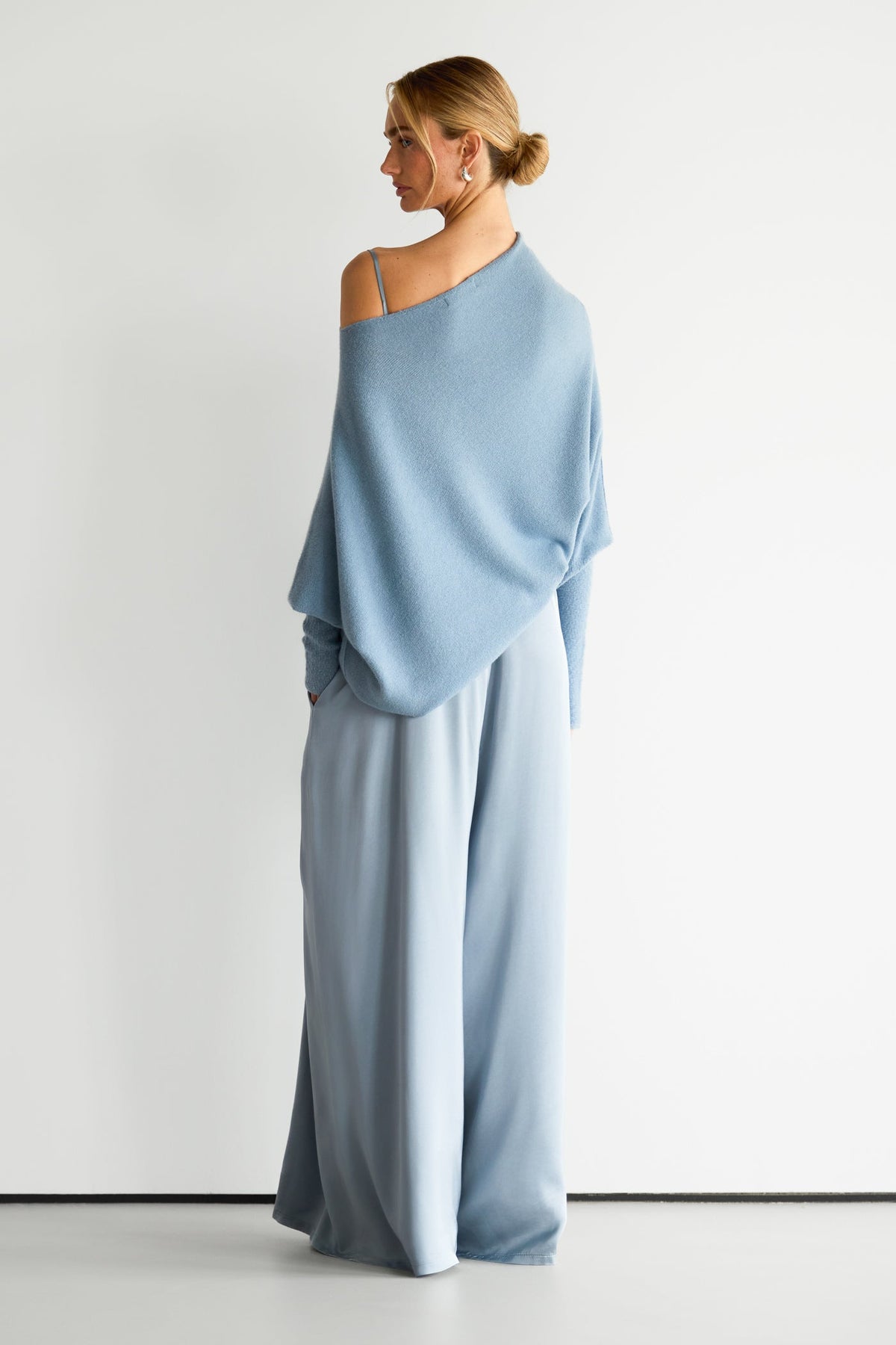 Audrey Satin Jumpsuit | Dusty Blue
