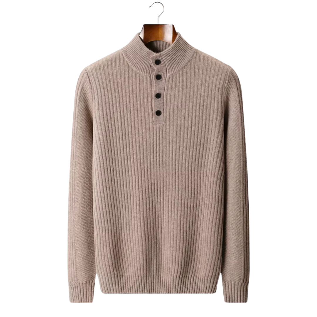 Cavallo WOOL RIBBED HENLEY SWEATER