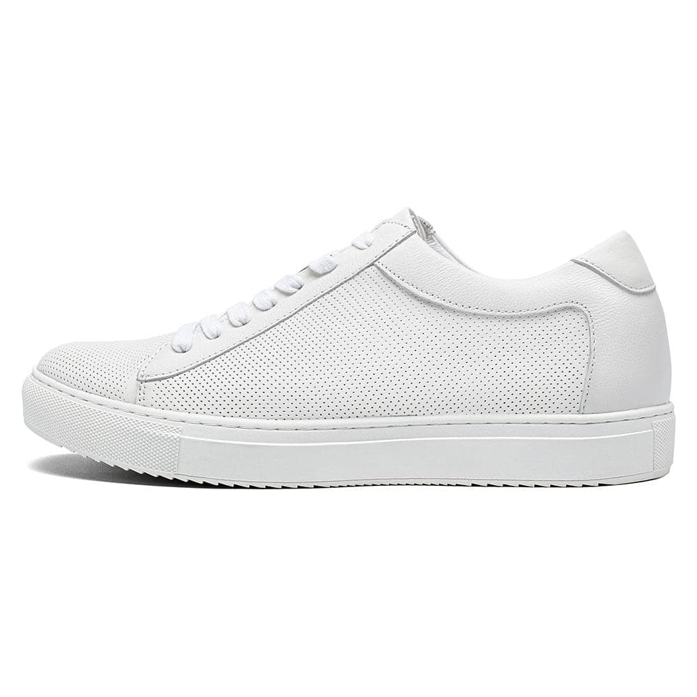 7 CM / 2.76 Inches - CMR CHAMARIPA White Sneakers That Make You Taller - Height Increasing Sneakers - Breathable Leather Casual Men's Sneakers