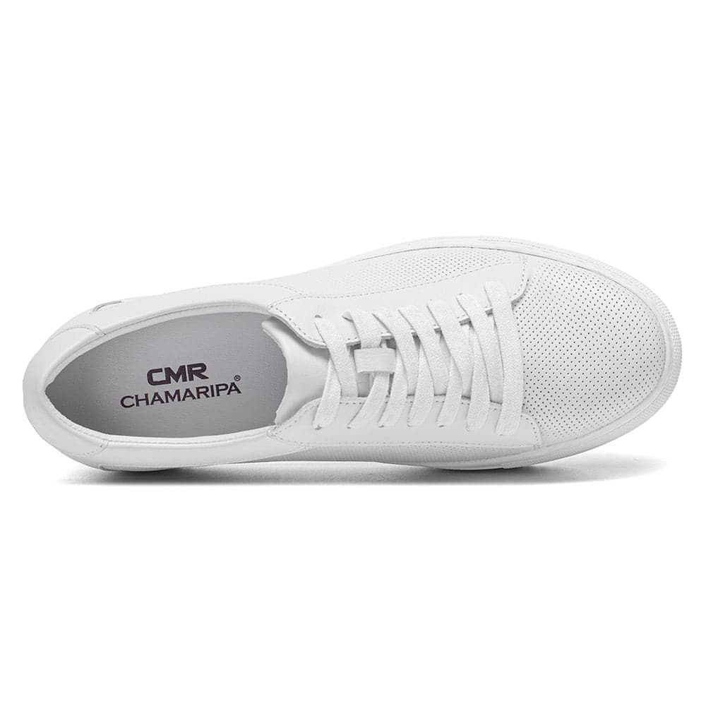 7 CM / 2.76 Inches - CMR CHAMARIPA White Sneakers That Make You Taller - Height Increasing Sneakers - Breathable Leather Casual Men's Sneakers