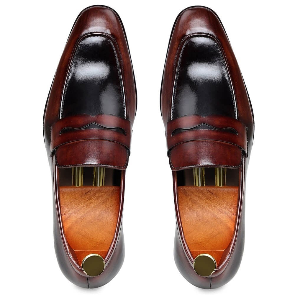 7 CM / 2.76 Inches Taller - CMR CHAMARIPA Height Increasing Shoes For Men - Handcrafted Penny Loafers - Brown