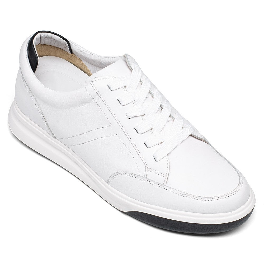 7CM/2.76 Inches CMR CHAMARIPA Men's White Leather Elevator Sneakers