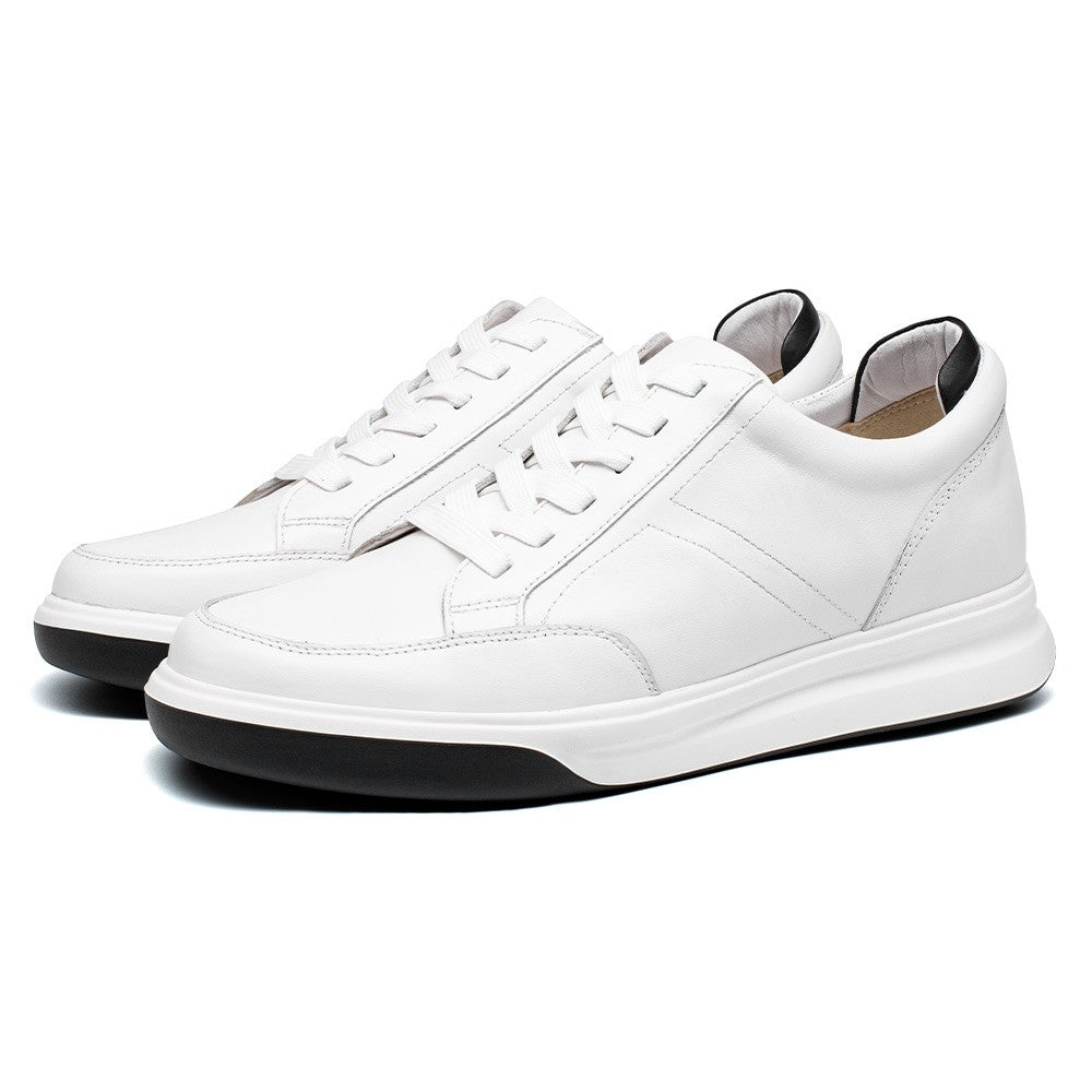 7CM/2.76 Inches CMR CHAMARIPA Men's White Leather Elevator Sneakers