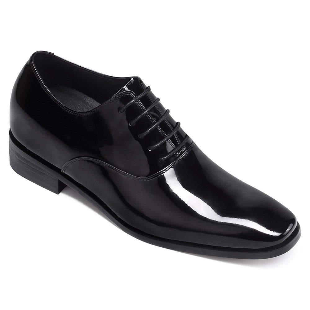 7 CM / 2.76 Inches CMR CHAMARIPA Glossy Elevator Tuxedo Shoes Patent Leather High Increase Shoes