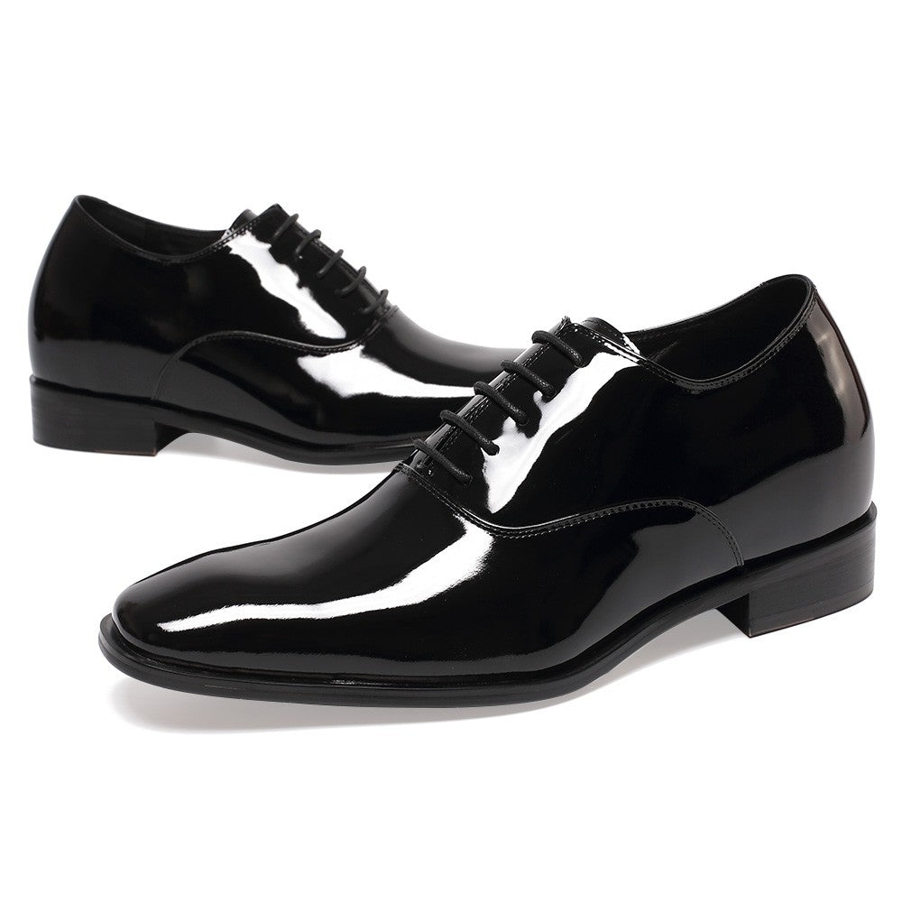 7 CM / 2.76 Inches CMR CHAMARIPA Glossy Elevator Tuxedo Shoes Patent Leather High Increase Shoes