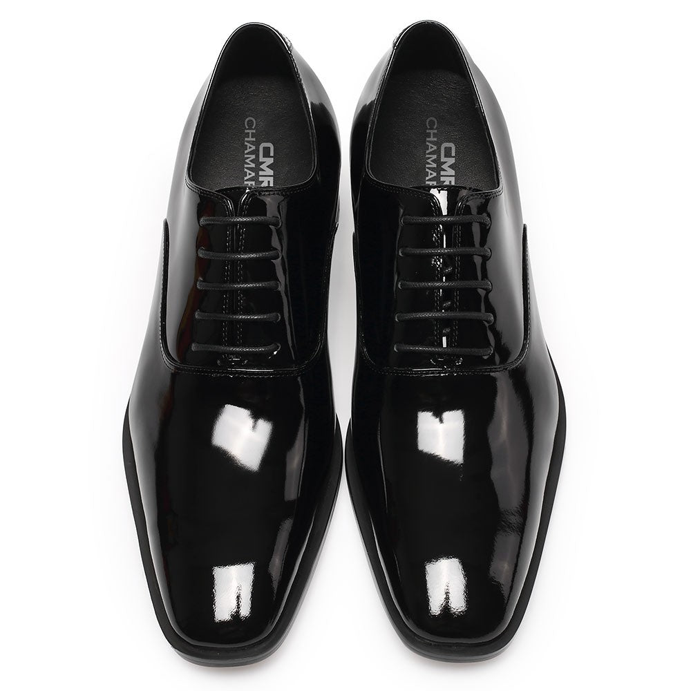 7 CM / 2.76 Inches CMR CHAMARIPA Glossy Elevator Tuxedo Shoes Patent Leather High Increase Shoes