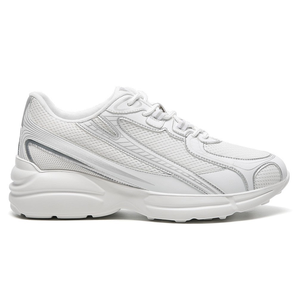 7 CM/2.76 Inches CMR CHAMARIPA Men's Height Increasing Sneakers - White Mesh Athletic Trainers
