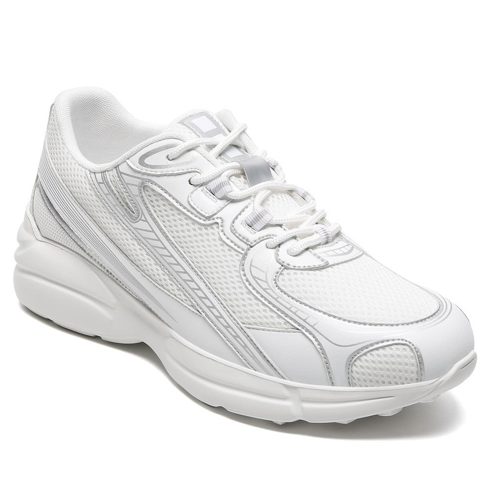 7 CM/2.76 Inches CMR CHAMARIPA Men's Height Increasing Sneakers - White Mesh Athletic Trainers