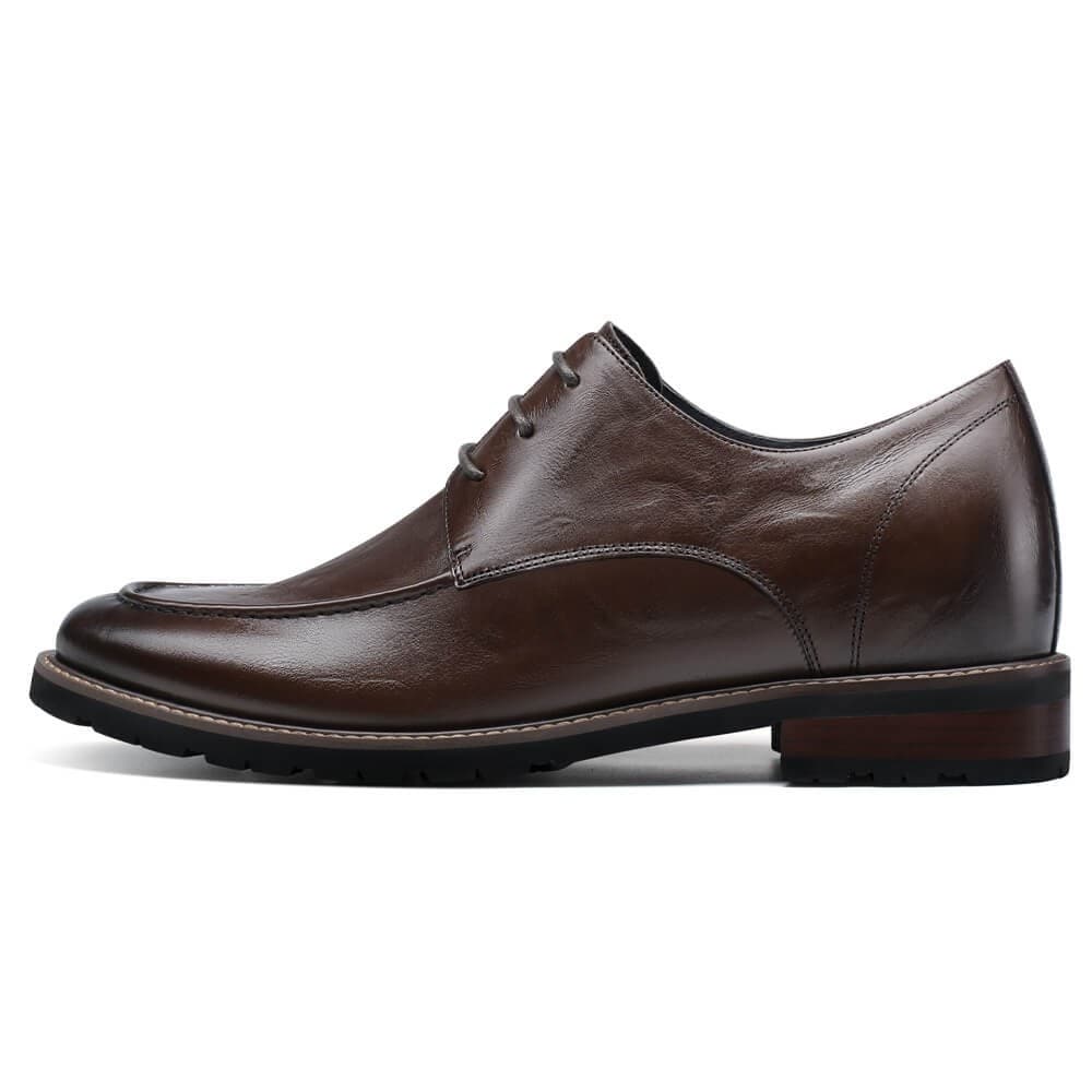 7 CM / 2.76 Inches CMR CHAMARIPA Height Increasing Shoes - Coffee Derby Dress Shoes
