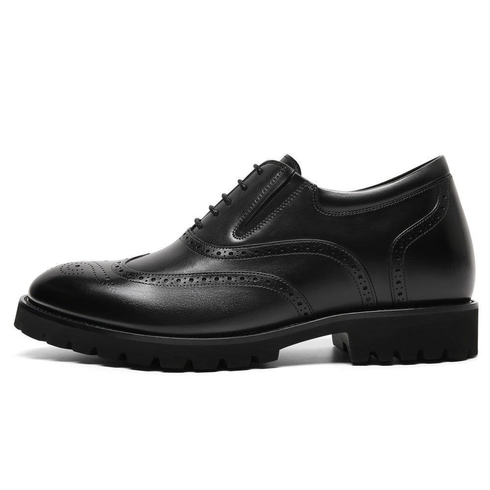 8 CM/3.15 Inches CMR CHAMARIPA Men's Height-Enhancing Black Leather Oxford Shoes