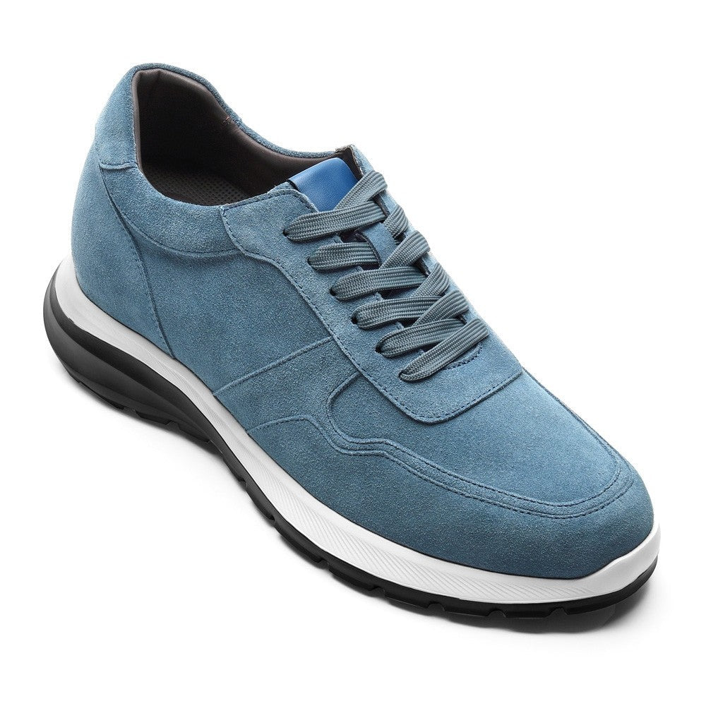 7CM/2.76 Inches CMR CHAMARIPA  Custom-Made Navy Suede Elevator Sneakers for Men