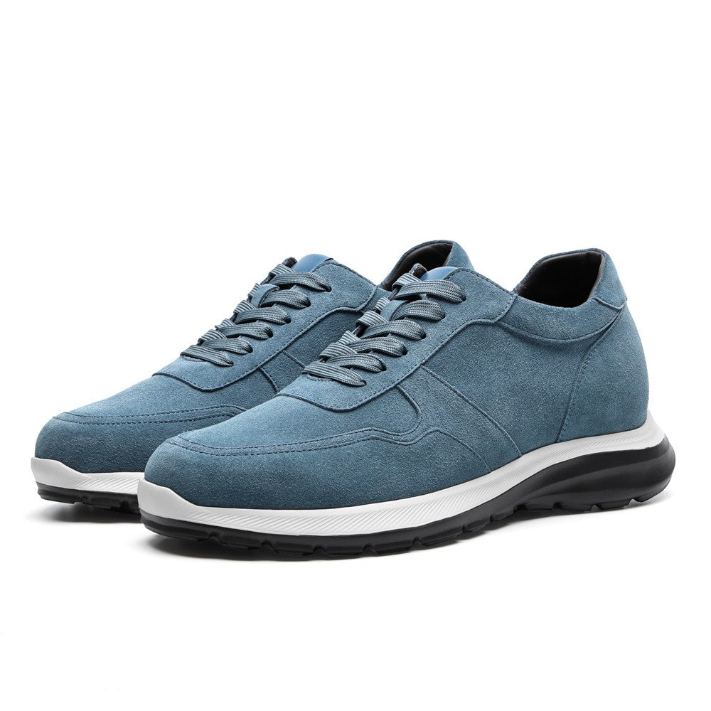 7CM/2.76 Inches CMR CHAMARIPA  Custom-Made Navy Suede Elevator Sneakers for Men