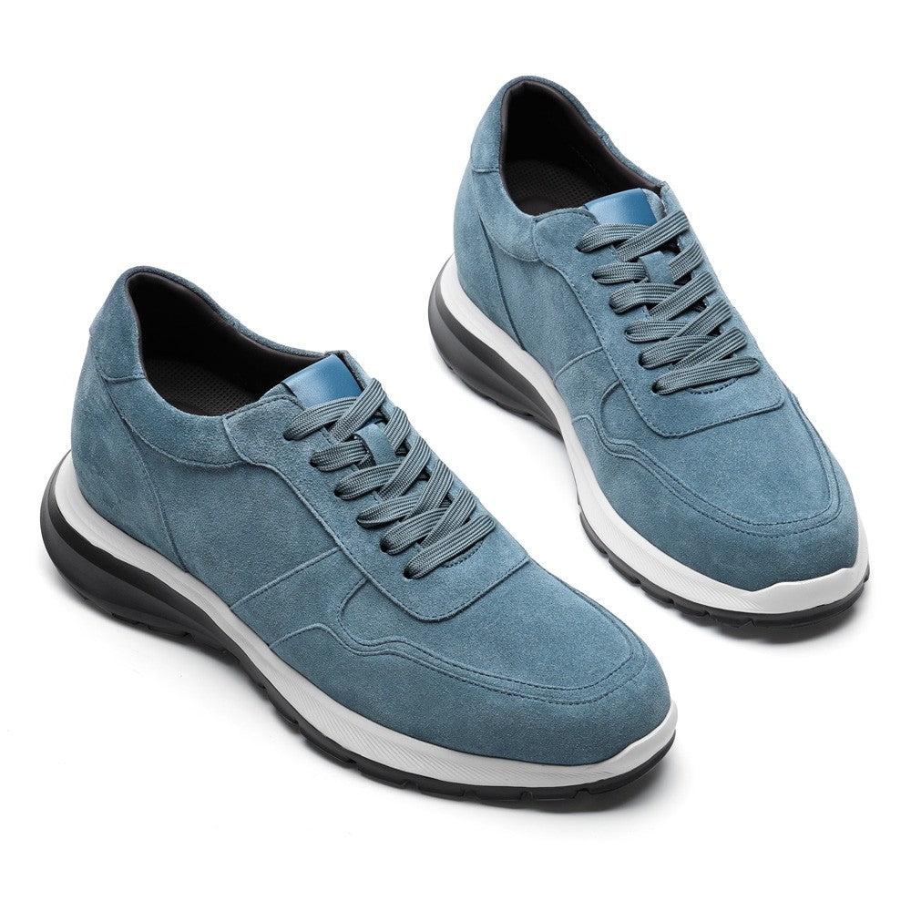 7CM/2.76 Inches CMR CHAMARIPA  Custom-Made Navy Suede Elevator Sneakers for Men