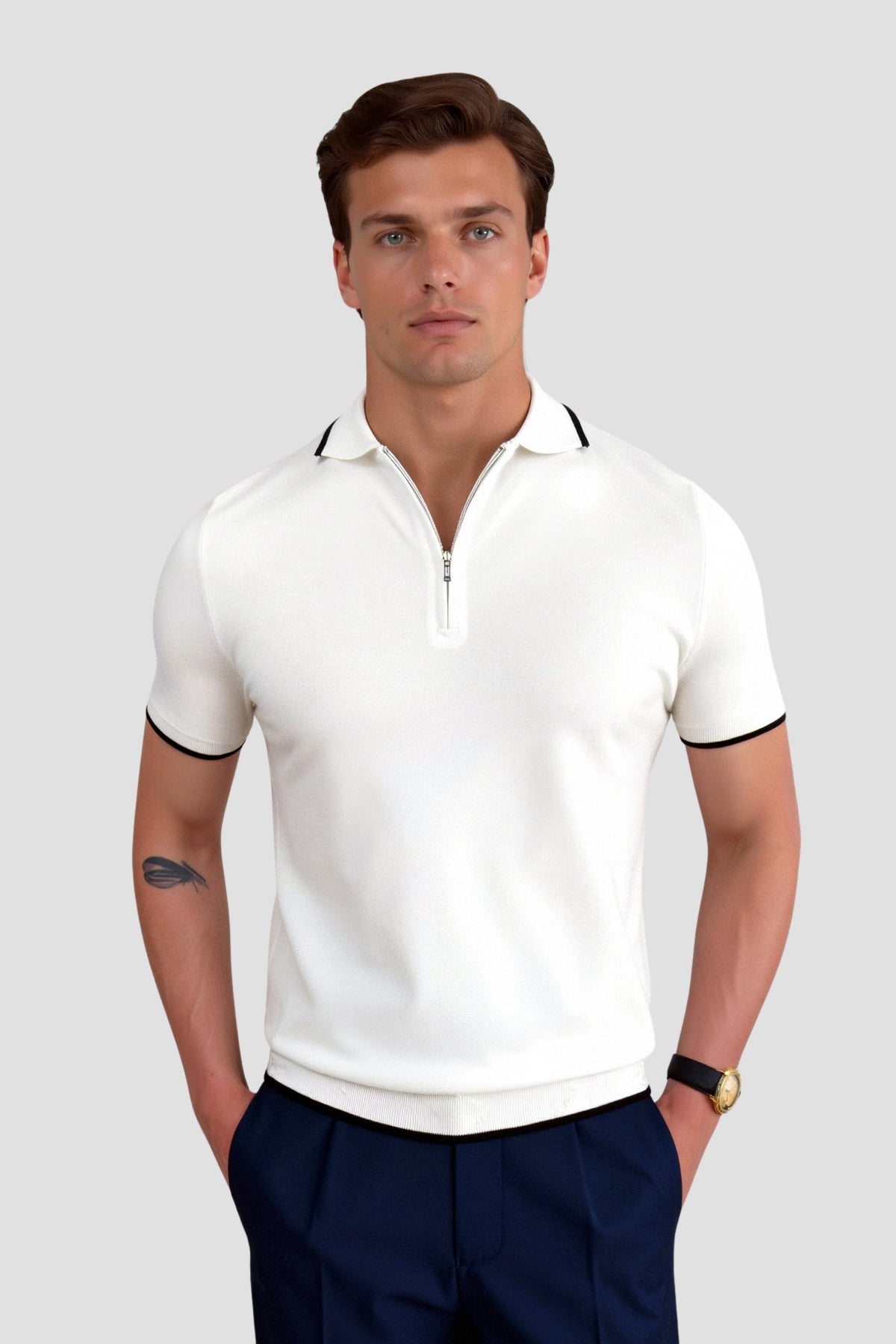 Cavallo  Knitted Quarter Zip Golf Polo