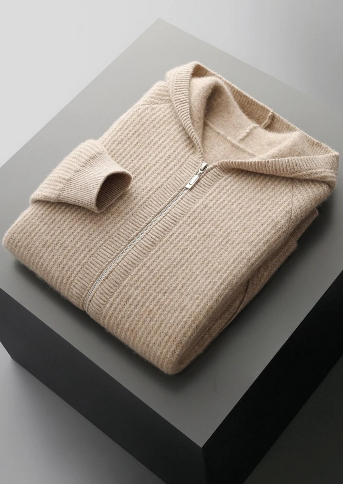 Cavallo  Wool Ribbed Zipper Hoodie