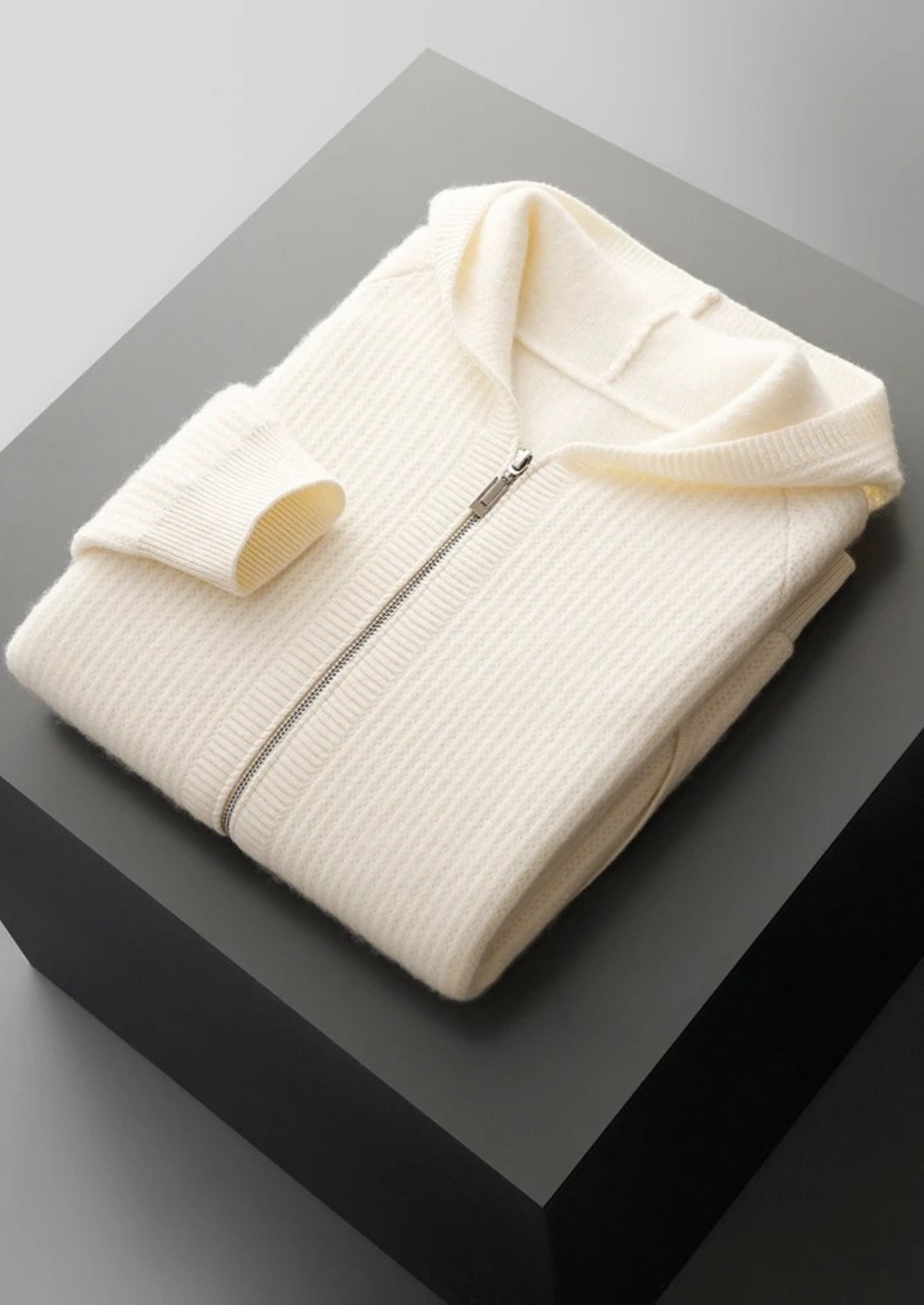 CAVALLO WOOL RIBBED ZIPPER HOODIE