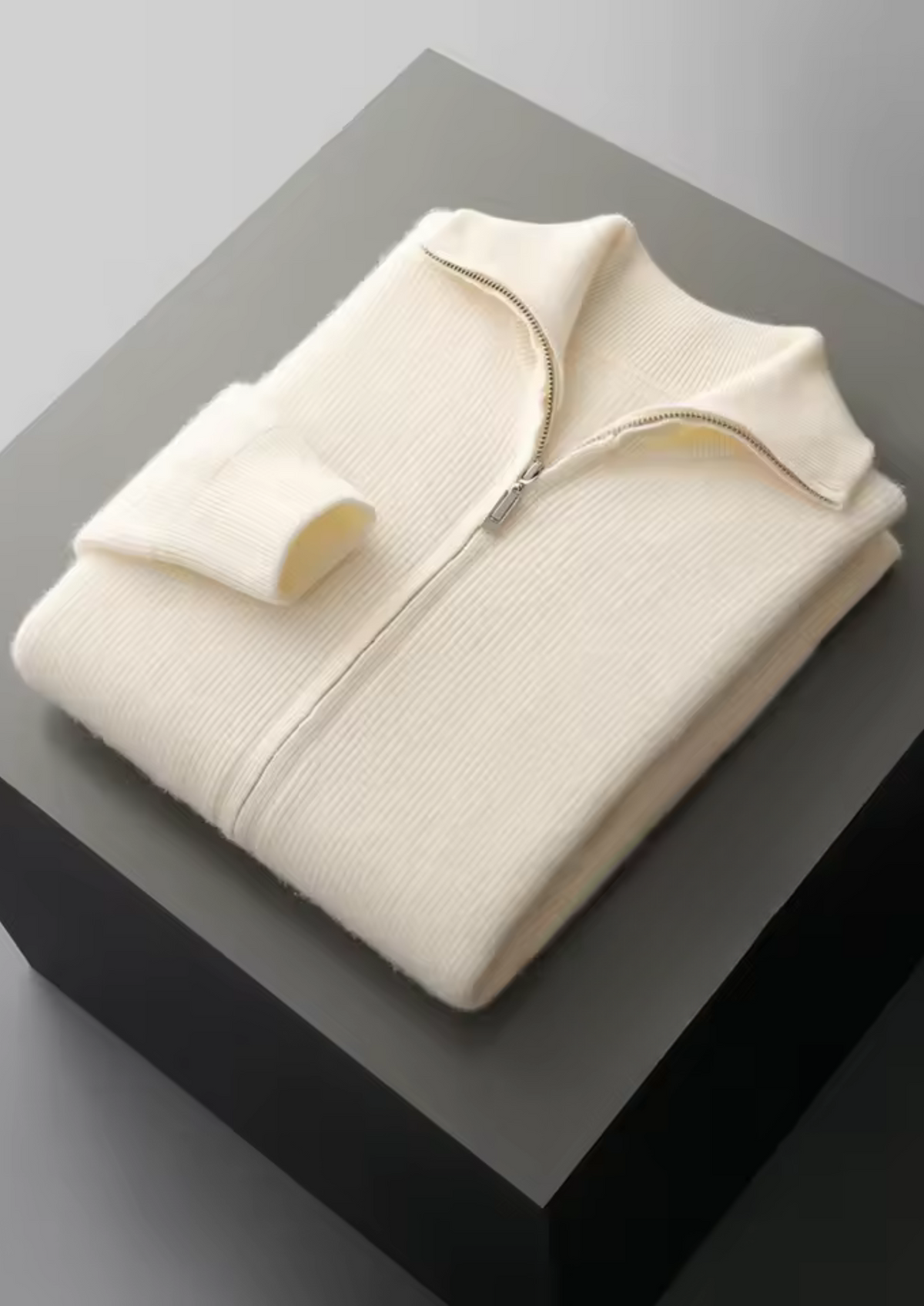 Cavallo Wool Ribbed Zipper Cardigan
