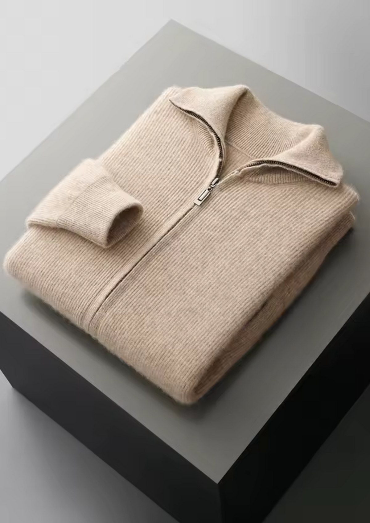Cavallo Wool Ribbed Zipper Cardigan