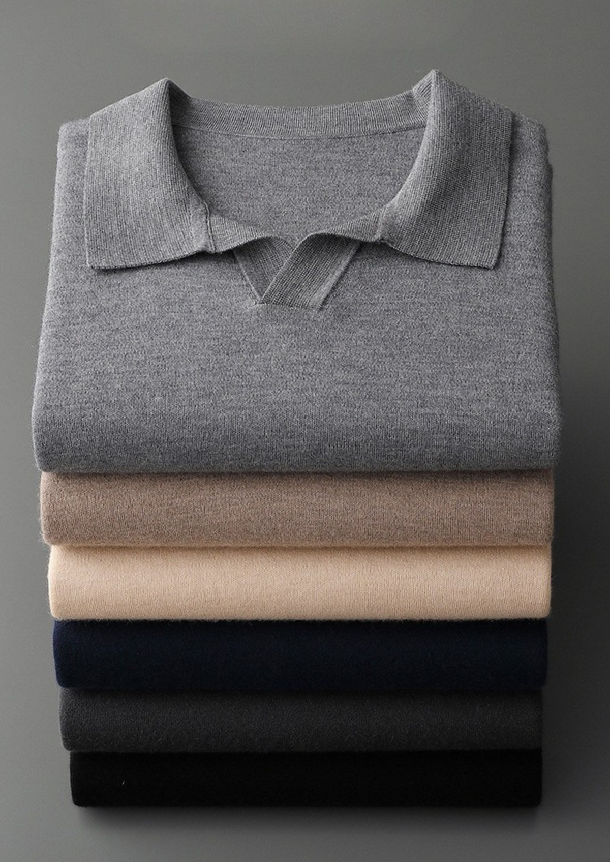 CASHMERE BUTTONLESS SWEATER POLO