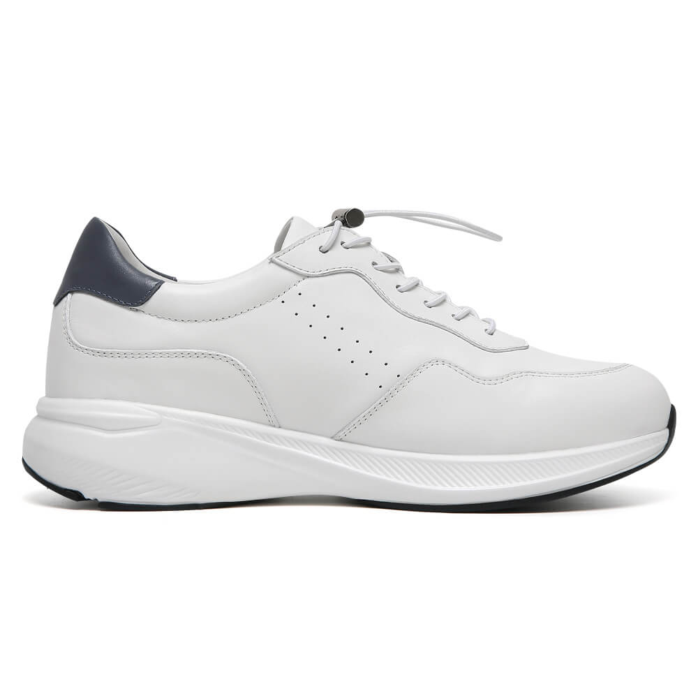 7CM / 2.76 Inches  CMR CHAMARIPA Men's Elevator Shoes | White Leather Trainers That Make You Taller