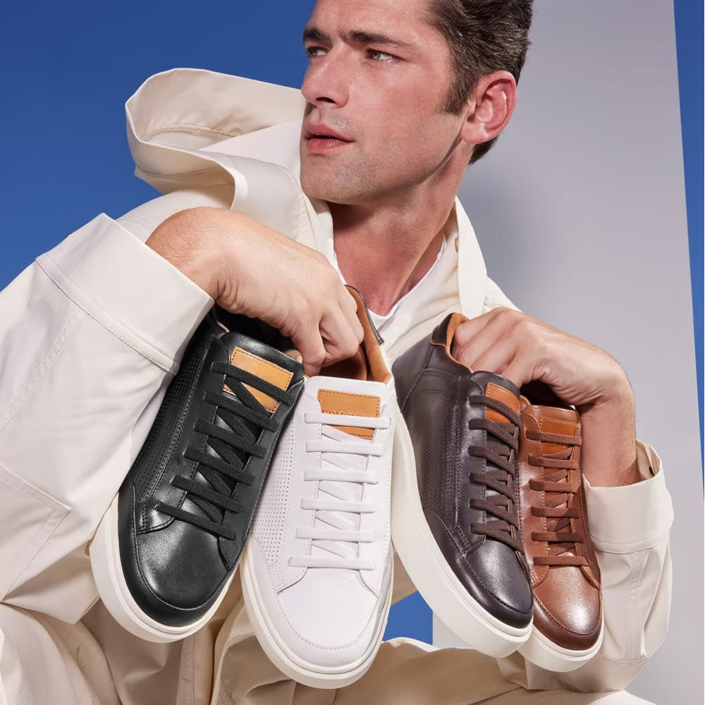 7 CM/2.76 Inches CMR CHAMARIPA Men's Dark Blue/ Light Brown/Grey/Black Brogue Leather Sneakers – Handcrafted Elevator Shoe