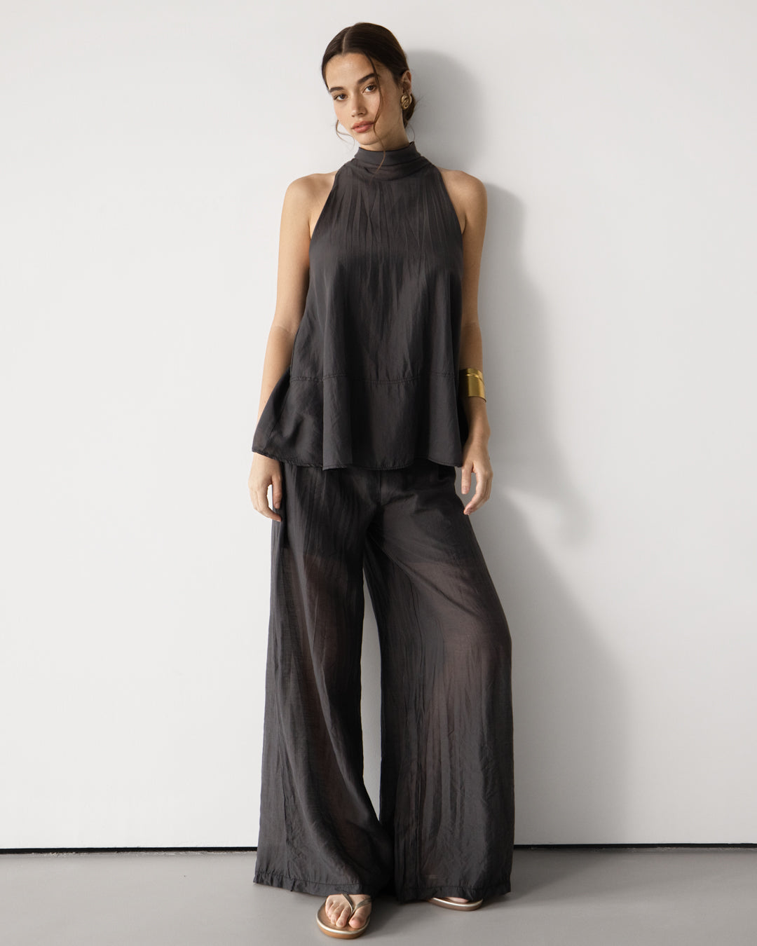 Clotilde Lightweight Elastic Waist Pants | Black