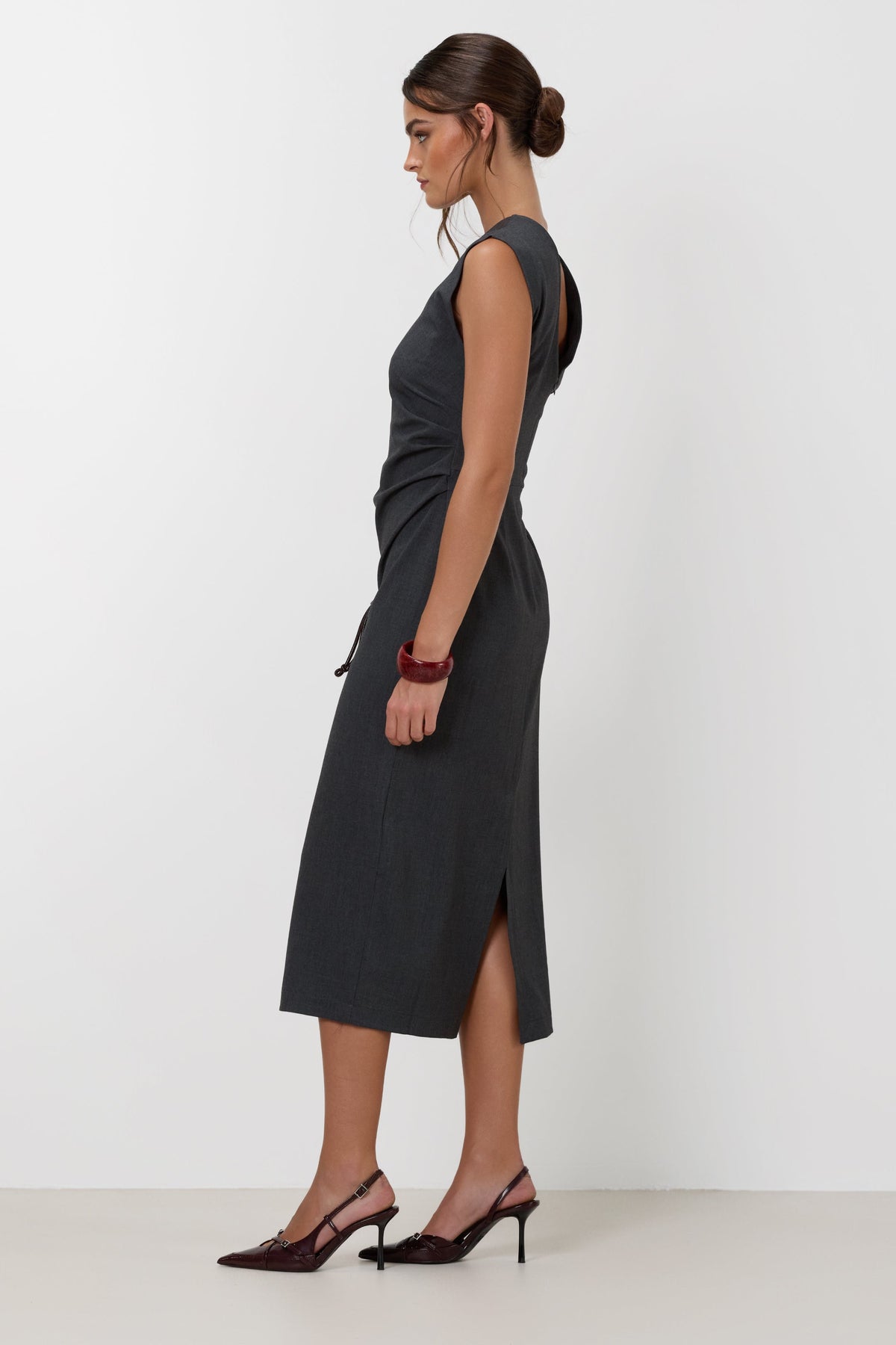 Neve Ruched Dress | Dark Grey Melange